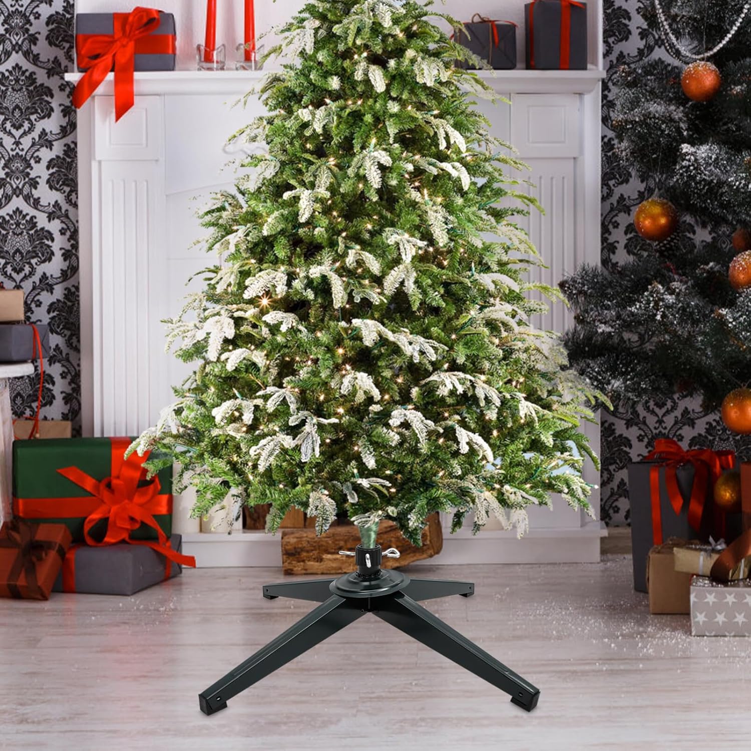 ABOOFAN Folding Christmas Tree Stand Iron Metal Bracket Support for Xmas Decorations Parties and Weddings