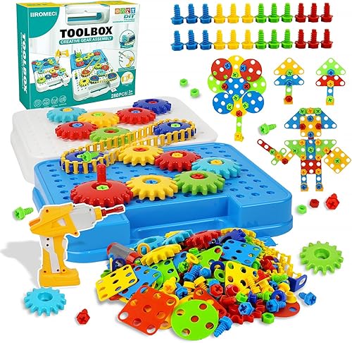 Gears Toys for Kids Ages 4-8, STEM Educational Construction Toys, Building Toy Set for Boys and Girls, Engineering Building Blocks Creative Learning
