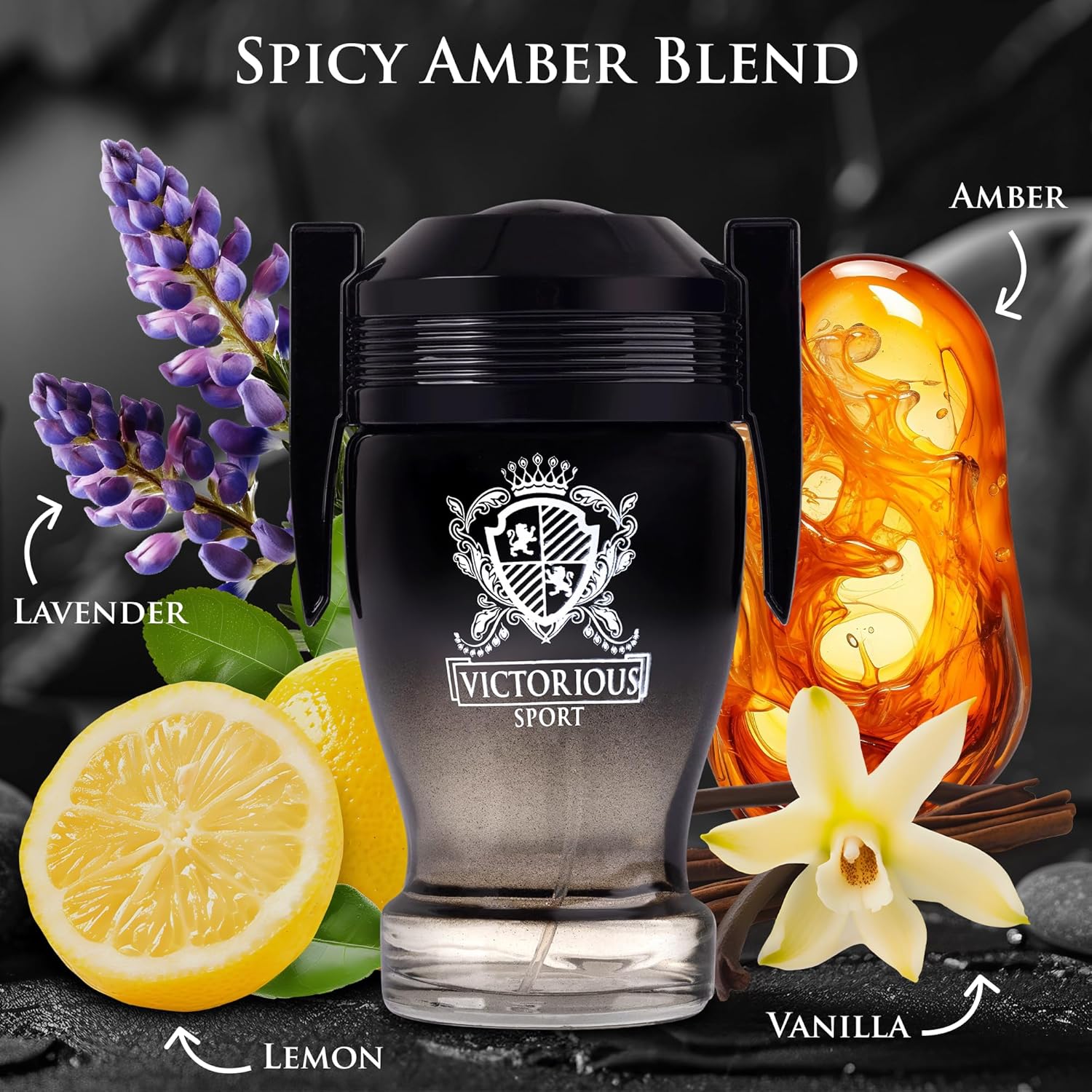 Victorious Sport Eau De Toilette for Men 3.4 fl oz- A Fragrance Built for Champions - Spicy, Sweet & Lemon Warm Base of vanilla, Tonka Bean & Amber Ideal Gift For Special Occasion Elegant - Image 2