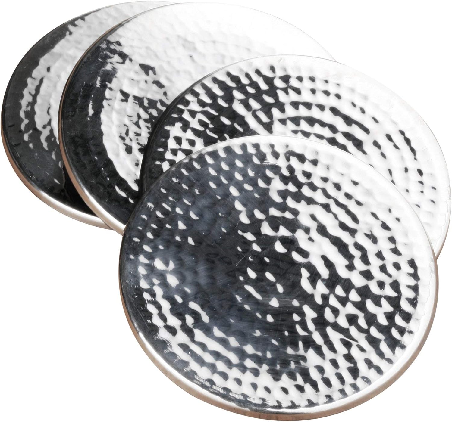 Premier Housewares Coasters Set of 4, Hammered Stainless Steel