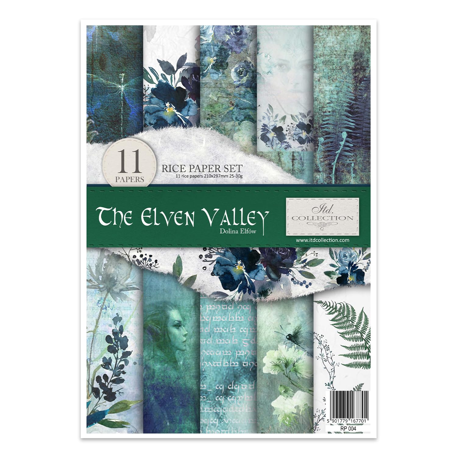 ITD Collection - Rice Paper Creative Set A4 Decoupage Rice Paper Sheet 29.7 x 21 cm Multi-Coloured (The Elven Valley)