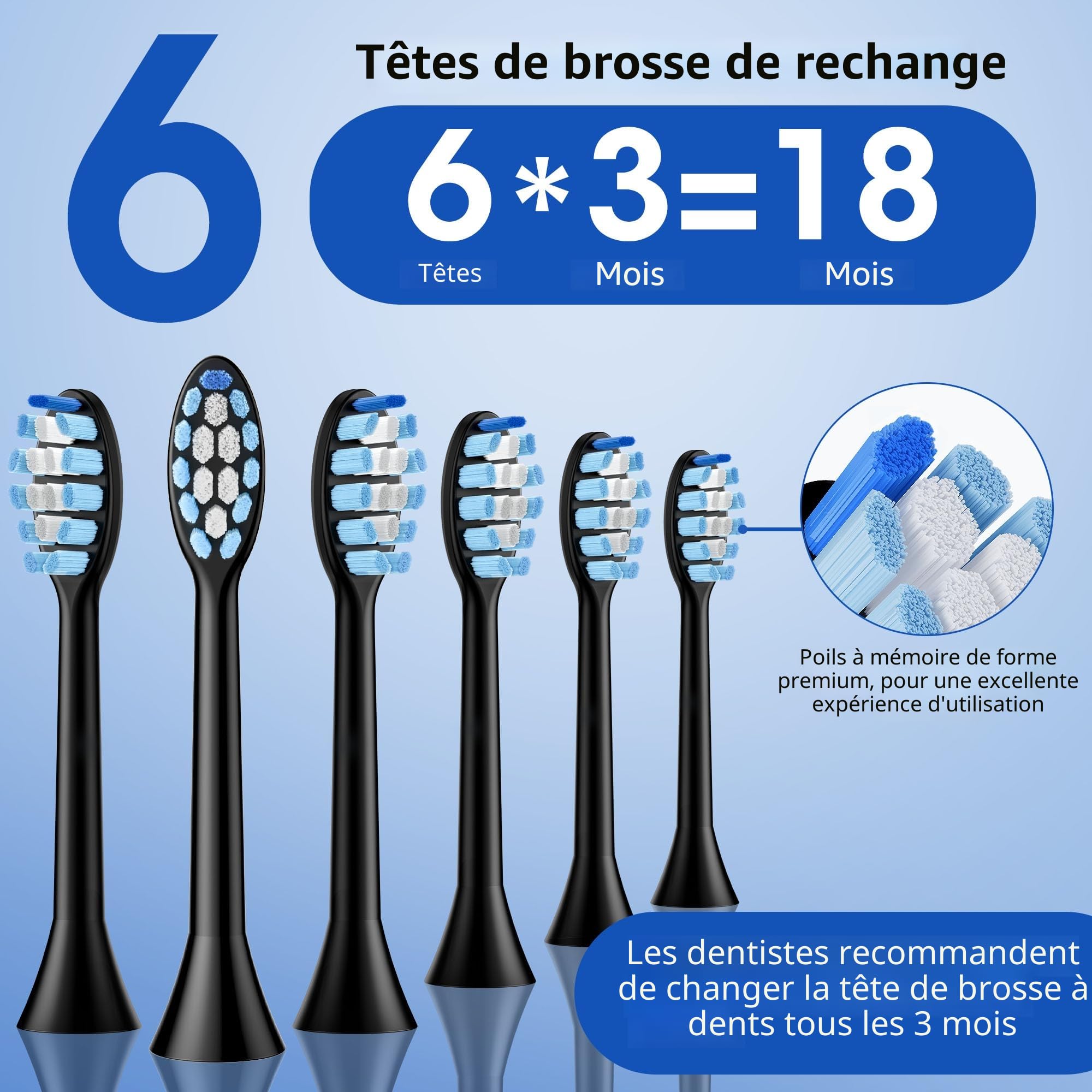 Vexloria Brosse a Dent Electrique Adulte Enfant avec 6 Têtes de Brosse, 5 Modes et Minuterie, IPX7 Brosse à Dents Électrique Ultrasons pour Femmes Hommes, Noir