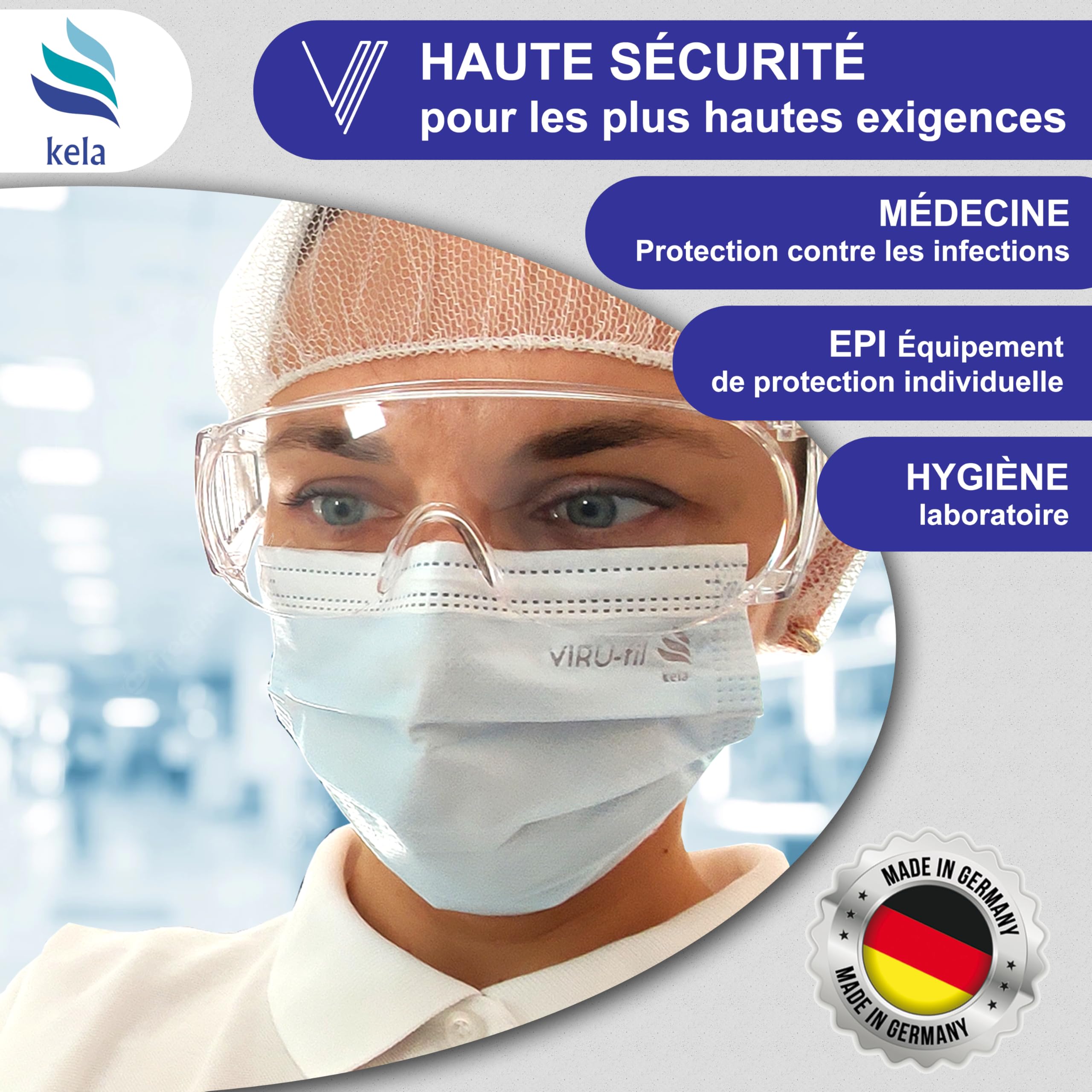 kela 12x Lunettes de protection P1S1 I Fabriqué en Allemagne | Lunettes de sécurité sans éclats avec revêtement anti-buée I légères et transparentes I Surlunettes pour porteurs de lunettes