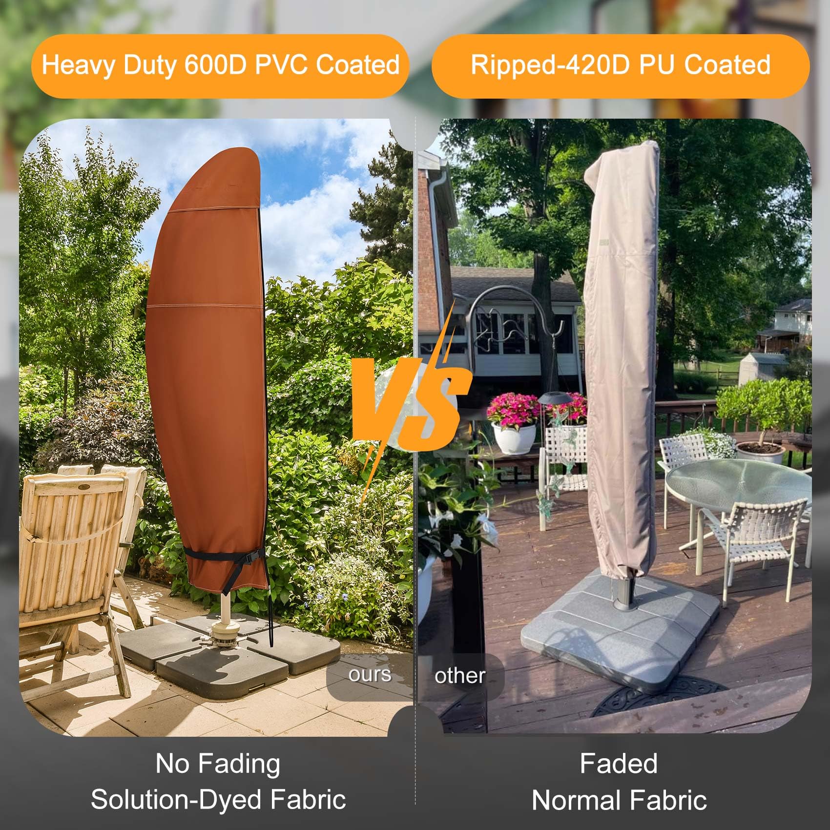 NettyPro Terrassenschirm-Abdeckung, wasserdicht, freitragender Offset-Sonnenschirm, Bananen-Regenschirm-Abdeckung, passend für 3 m bis 3 m, Braun