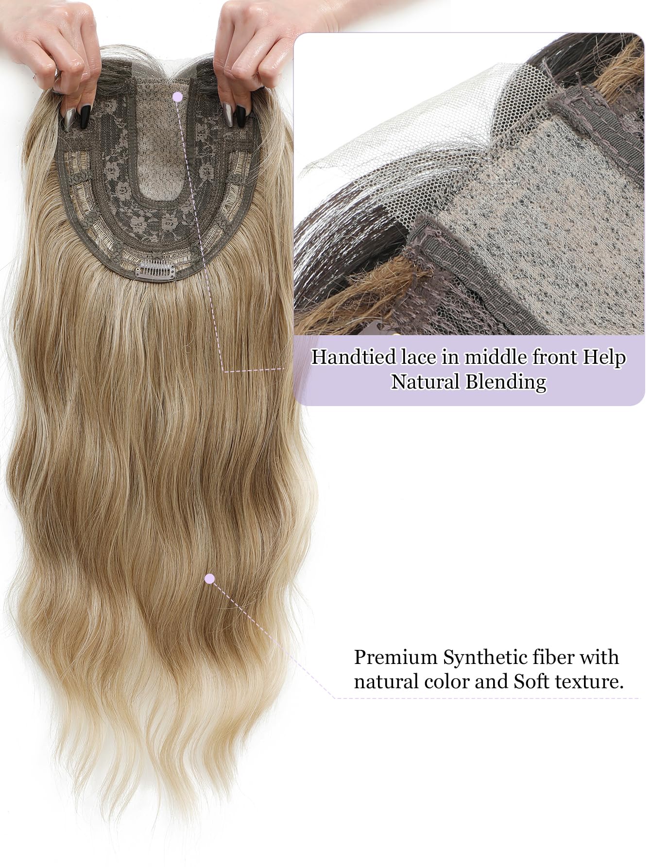 Amazon.com : PANEWAY Hair Topper 20 Inch Wavy Synthetic Clip 