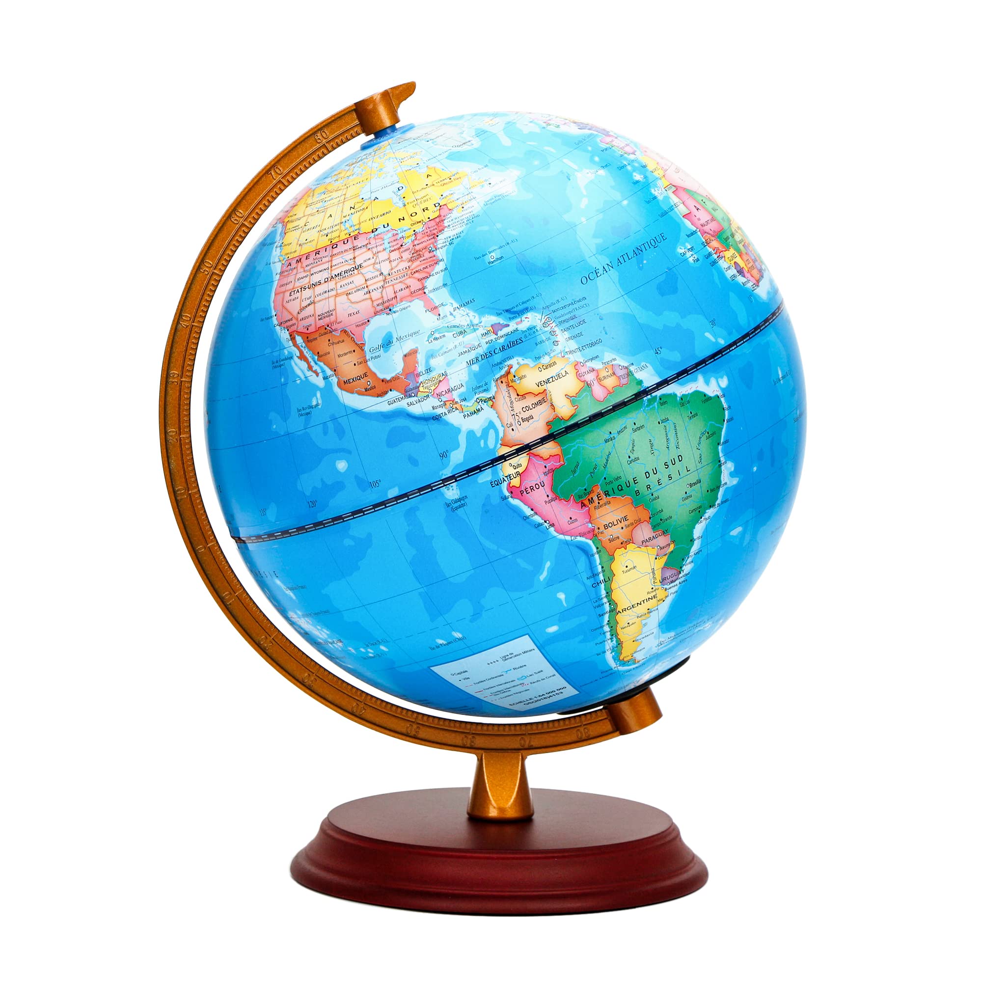 EXERZ Globe Lumineux 20 cm Français Carte & Constellations LED | Carte française, support bois, ciel étoilé LED et câble USB inclus pour bureau, maison ou cadeau éducatif.