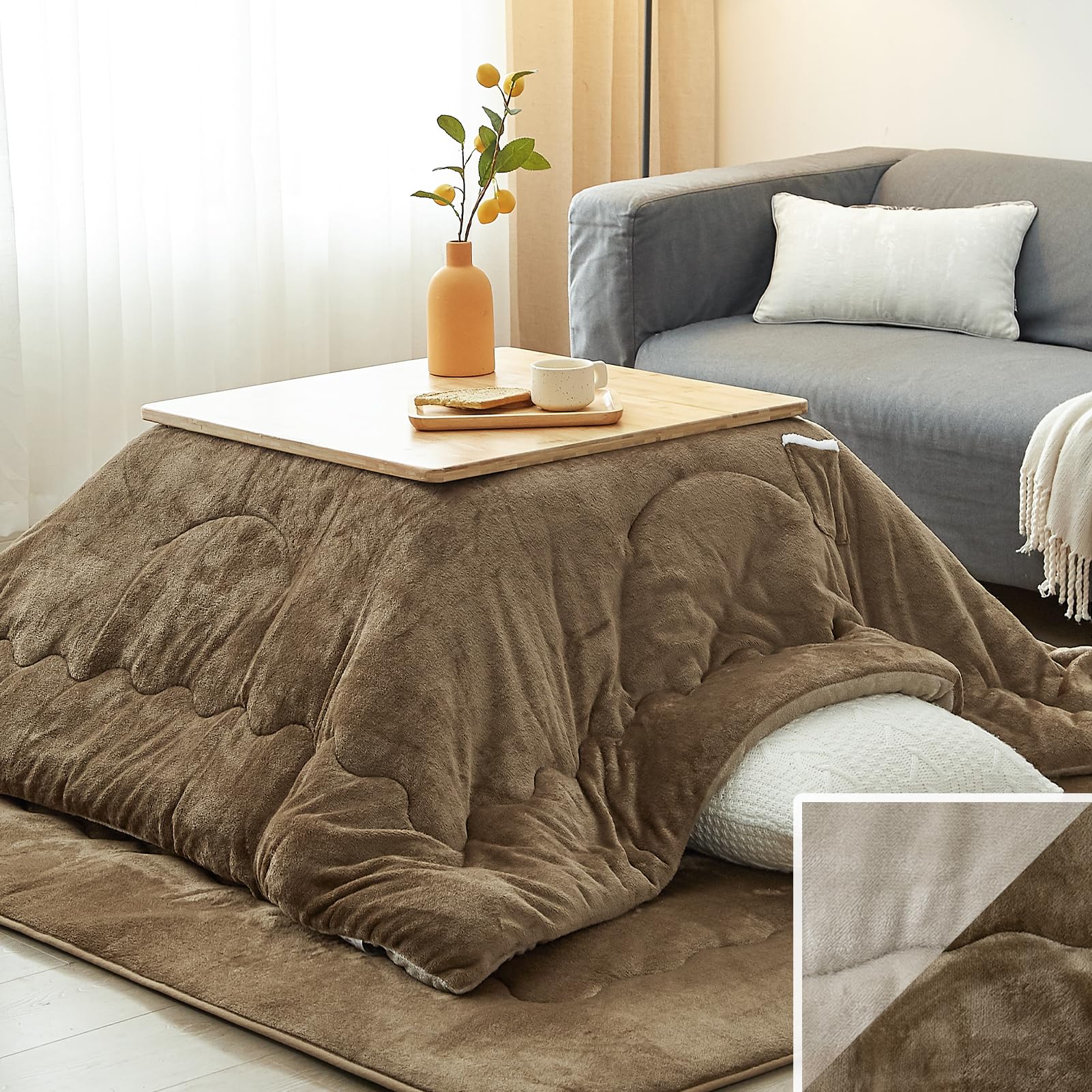 Amazon｜VK Living こたつ布団 正方形 単品185×185cm 中綿1.5kg