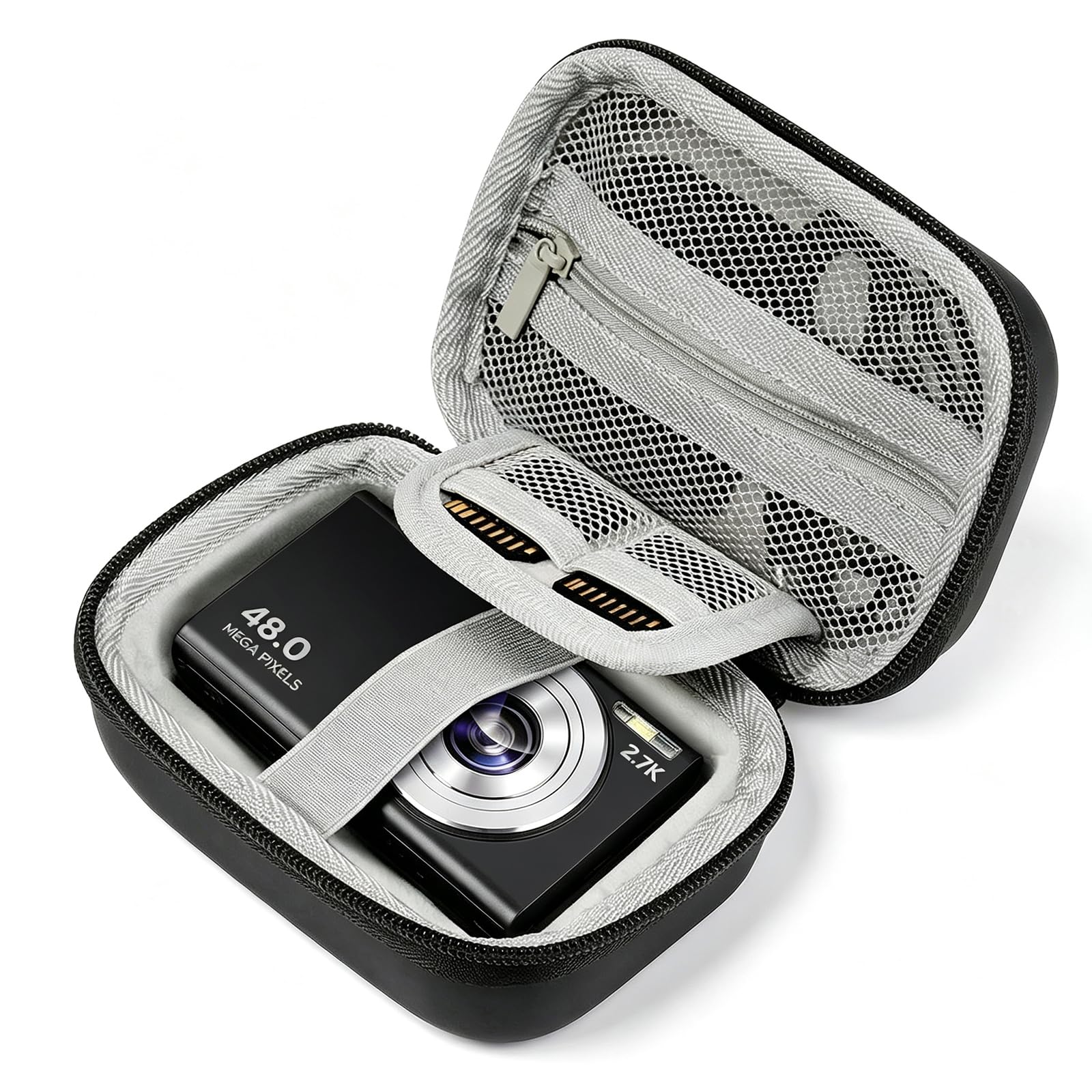 MoKo Digital Camera Case for KODAK PIXPRO FZ55/FZ45,SD Card Slots, Black | Small Cute Travel Carrying Protective Camera Case Bag for CAMKORY DC403 FHD 1080P/Canon IXUS 285 HS/STUOGYUM DC402-AF
