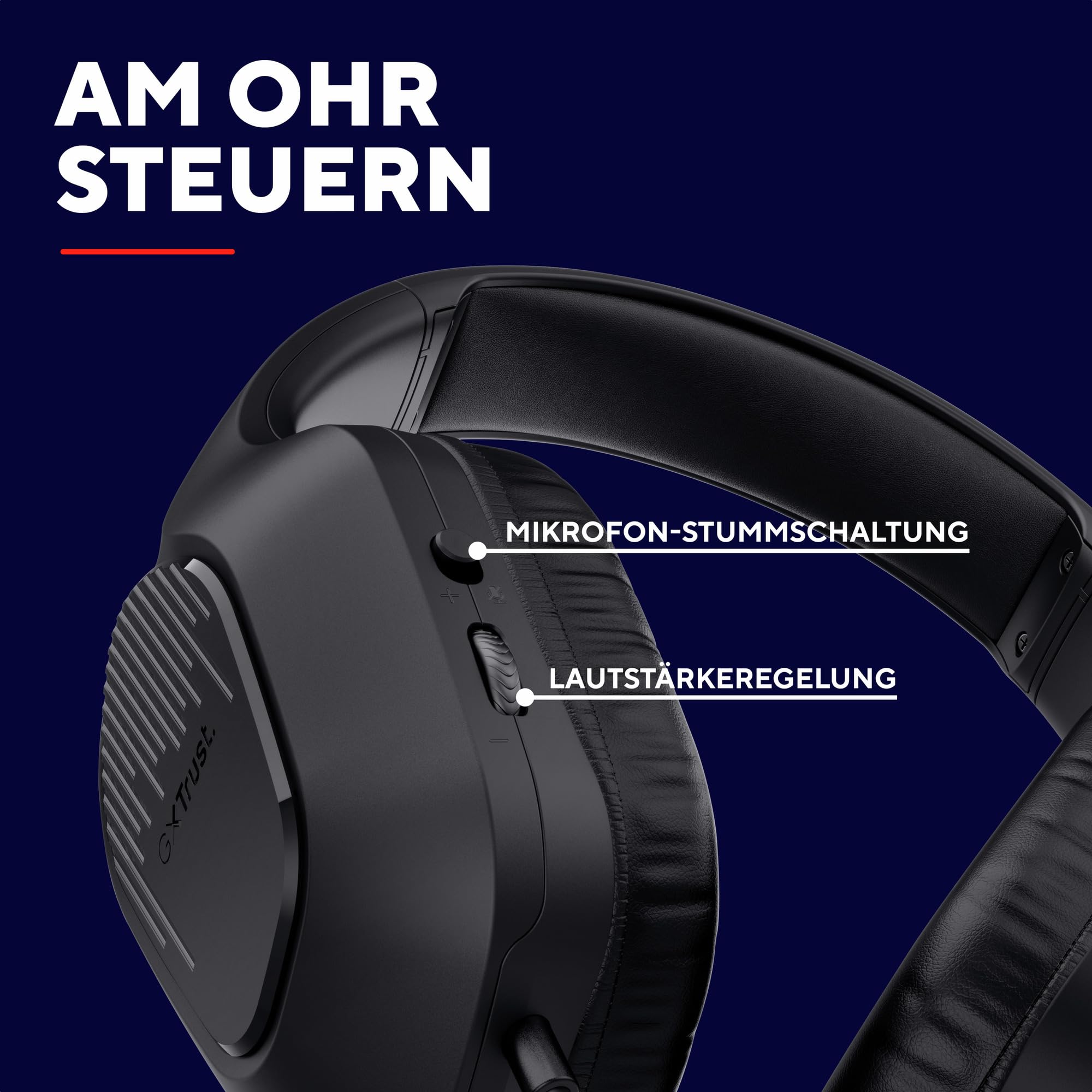 Trust Gaming GXT 418 Rayne Leichtes Gaming Headset für PC Xbox PS4 PS5 Switch Mobile, 50-mm-Treiber, 2-m-Kabel, 3,5-mm-Audioanschluss, Over-Ear Kopfhörer mit Kabel, Schwarz