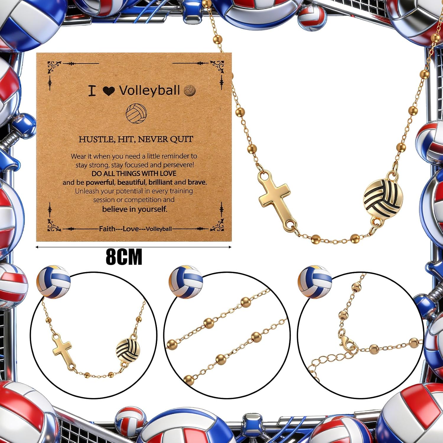 Tondiamo 12 Sets Football/Softball/Volleyball/Soccer/Tennis/Basketball/Dink Ball Cross Necklace for Women Trendy Sports Accessories Jewelry Valentine Graduation Pendant Team Gifts