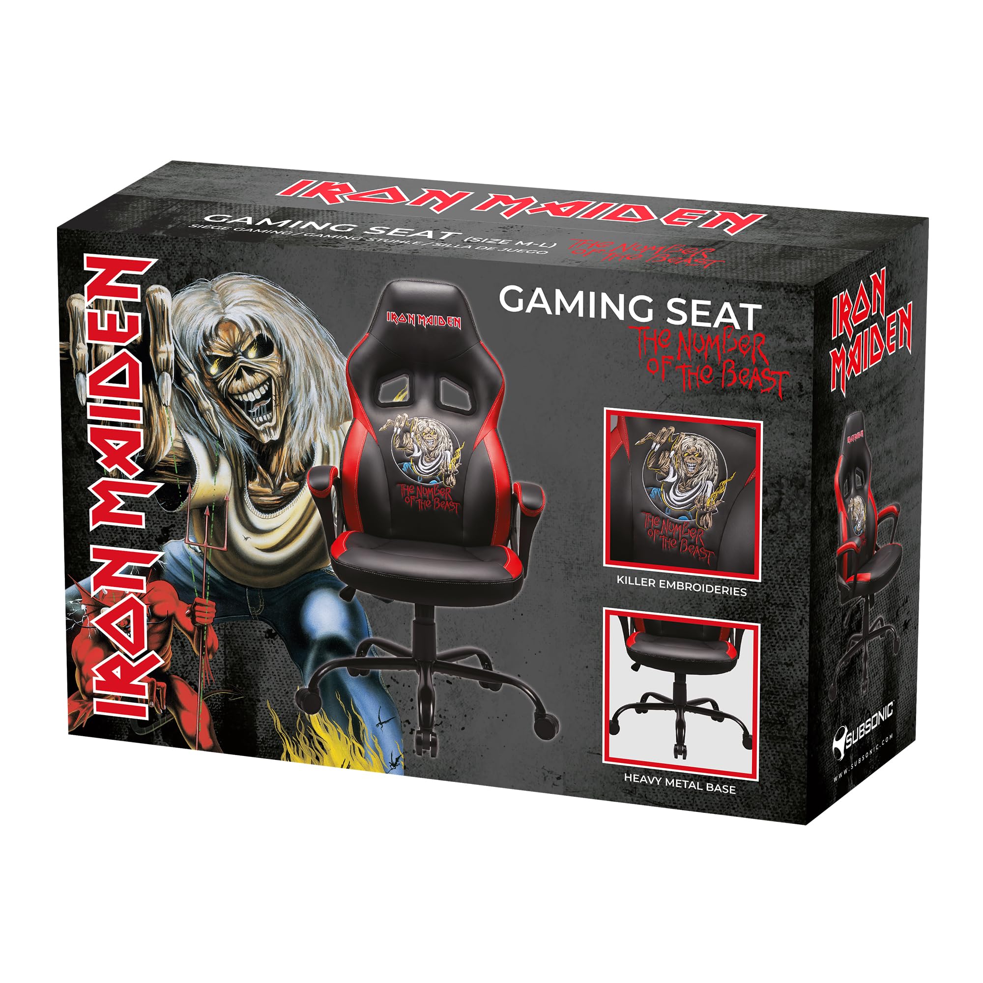 SUBSONIC Iron Maiden - Sedia da gioco/Sedile da ufficio dimensione L