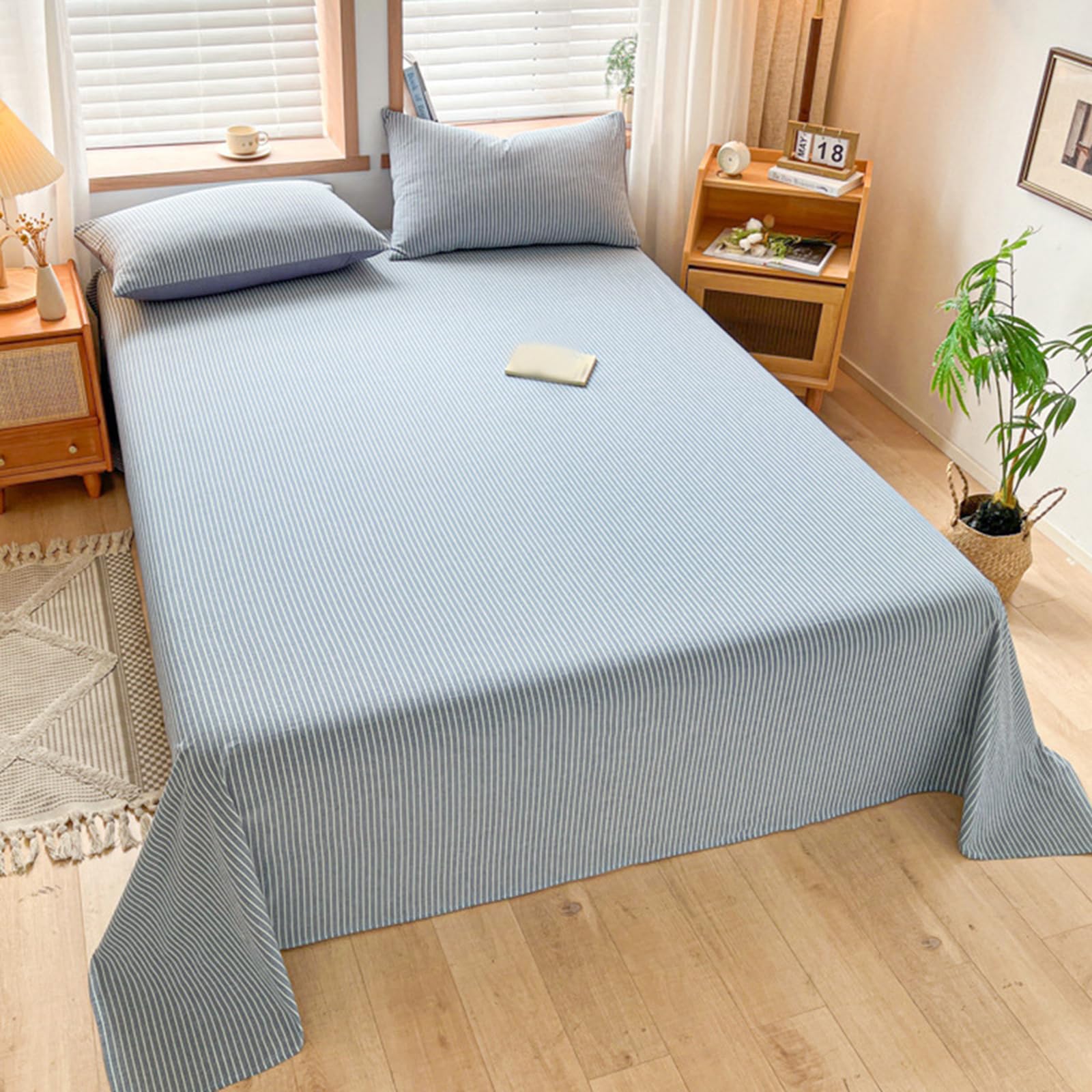 Bettlaken ohne Gummizug 230 x 265 cm Hellgrau mit 2 Kissenbezug | Weiche und pflegeleichtes Betttuch aus 100% Baumwolle ohne Gummizug Flaches Laken passend für hohe Matratzen