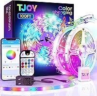 Vista 8 de TJOY - Tira de luces LED con Bluetooth de 18,5 m, tira de luces LED con sincronización musical, iluminación RGB que cambia de color con control