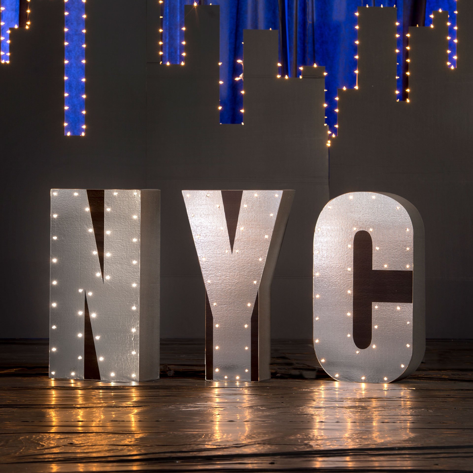 Buy 3 ft. 1 in. Big New York City Lights 3D Lighted NYC Letters Standup Photo Booth Prop