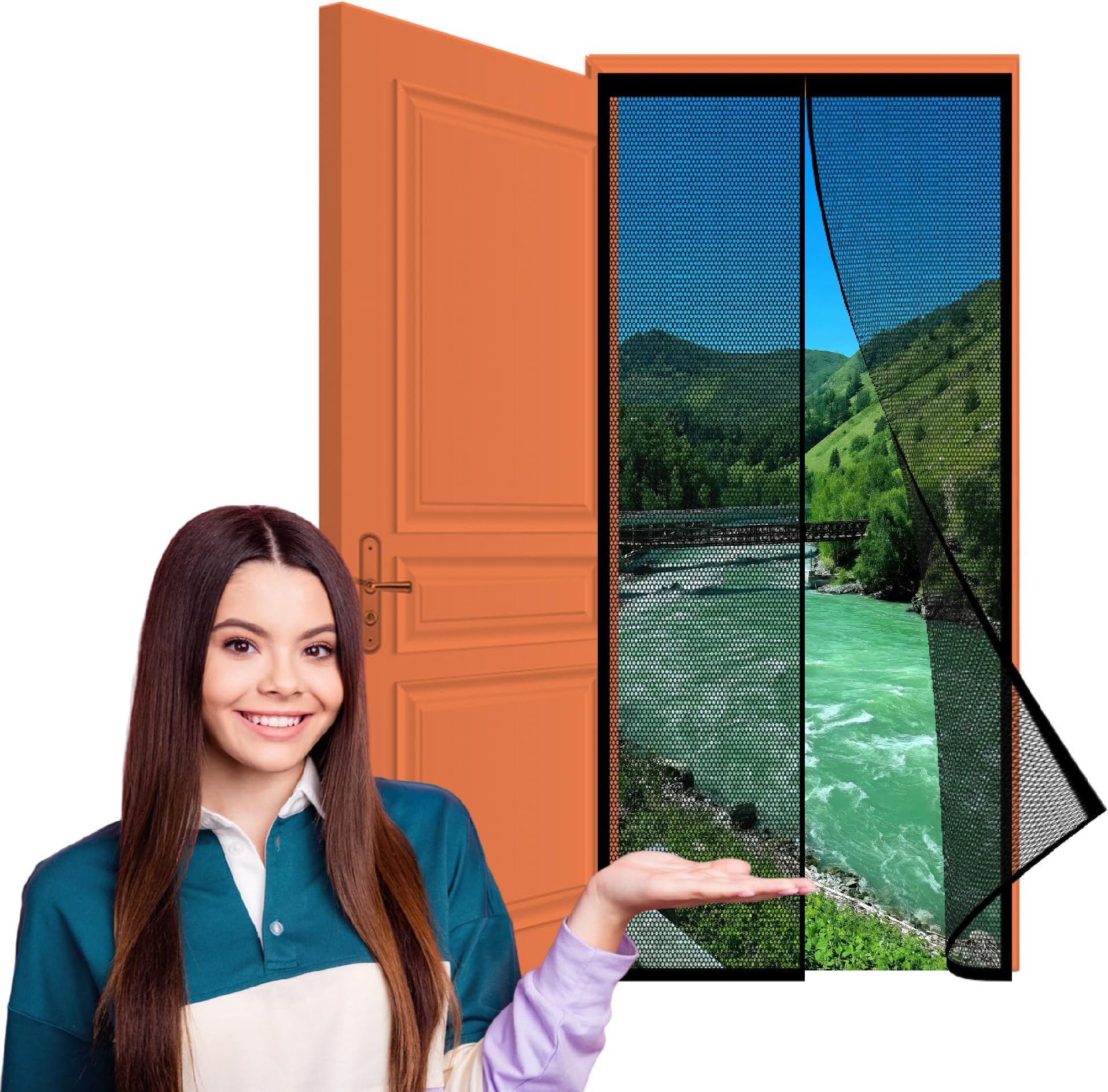 Fly Screen Door Magnetic 109 x 181 cm Fly Nets for Doors Dogs Pets Friendly for Doors and Patio, Black