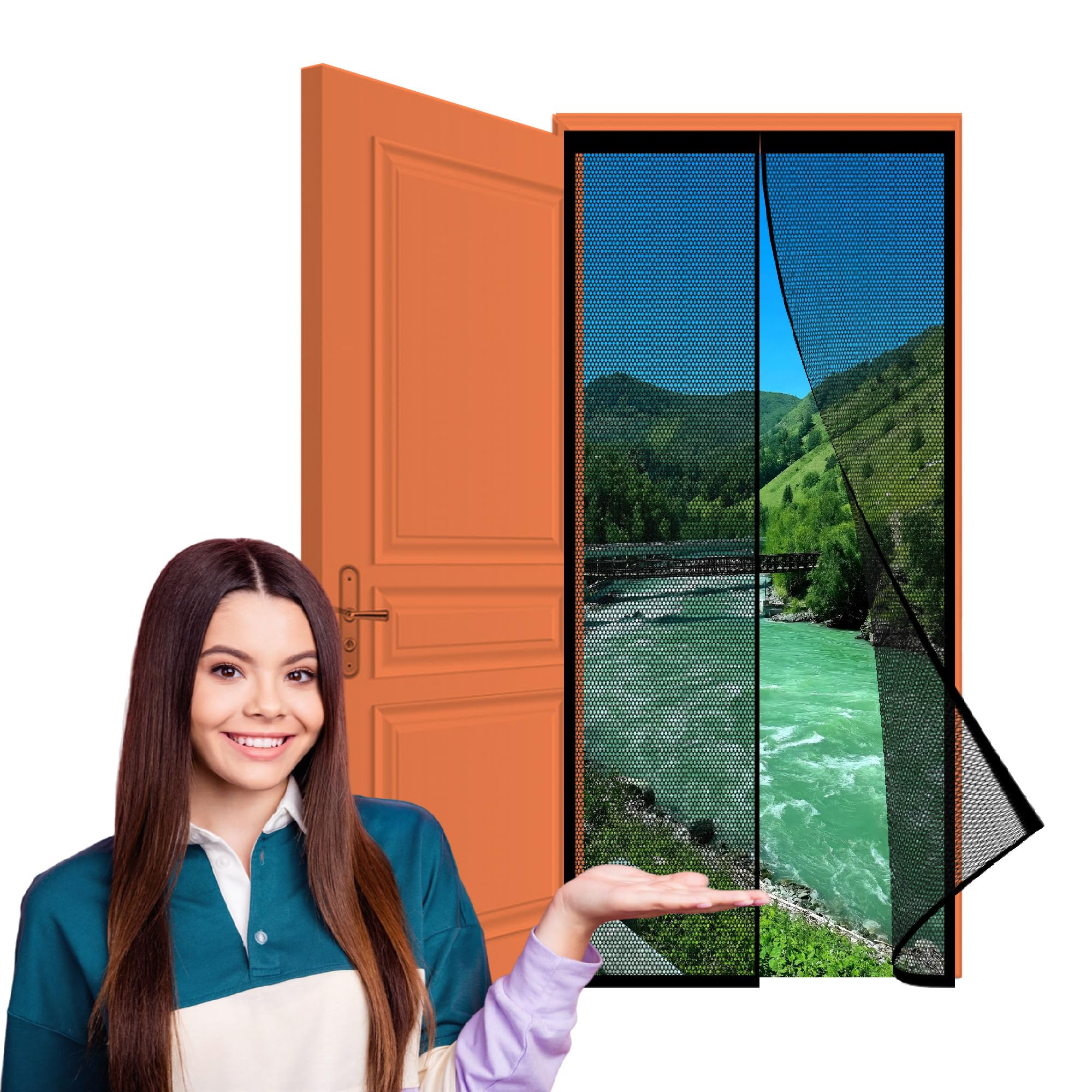 Moustiquaire fenêtre magnétique noir pour porte-patio et couloir afin d'aérer la maison en été