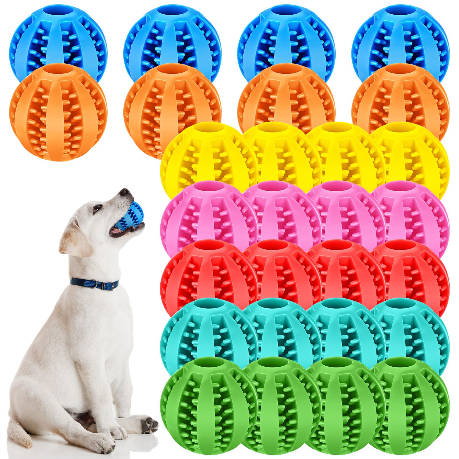 28 Pack Dog Treat Balls Bulk Interactive Treat-dispensing Dog Toy Durable Rubber Puppy Tooth Cleaning Ball Toy for