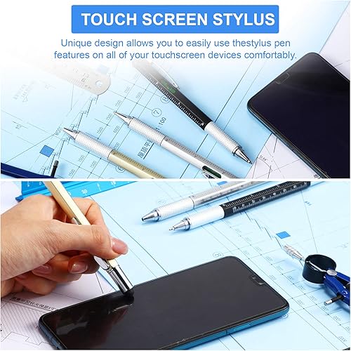 Miniatura 3 de Honoson 30 Piezas Bolígrafo Herramienta para Hombre Regalo 6-en-1 Multiherramienta Bolígrafo Herramienta Técnica con Regla, Medidor de Nivel,