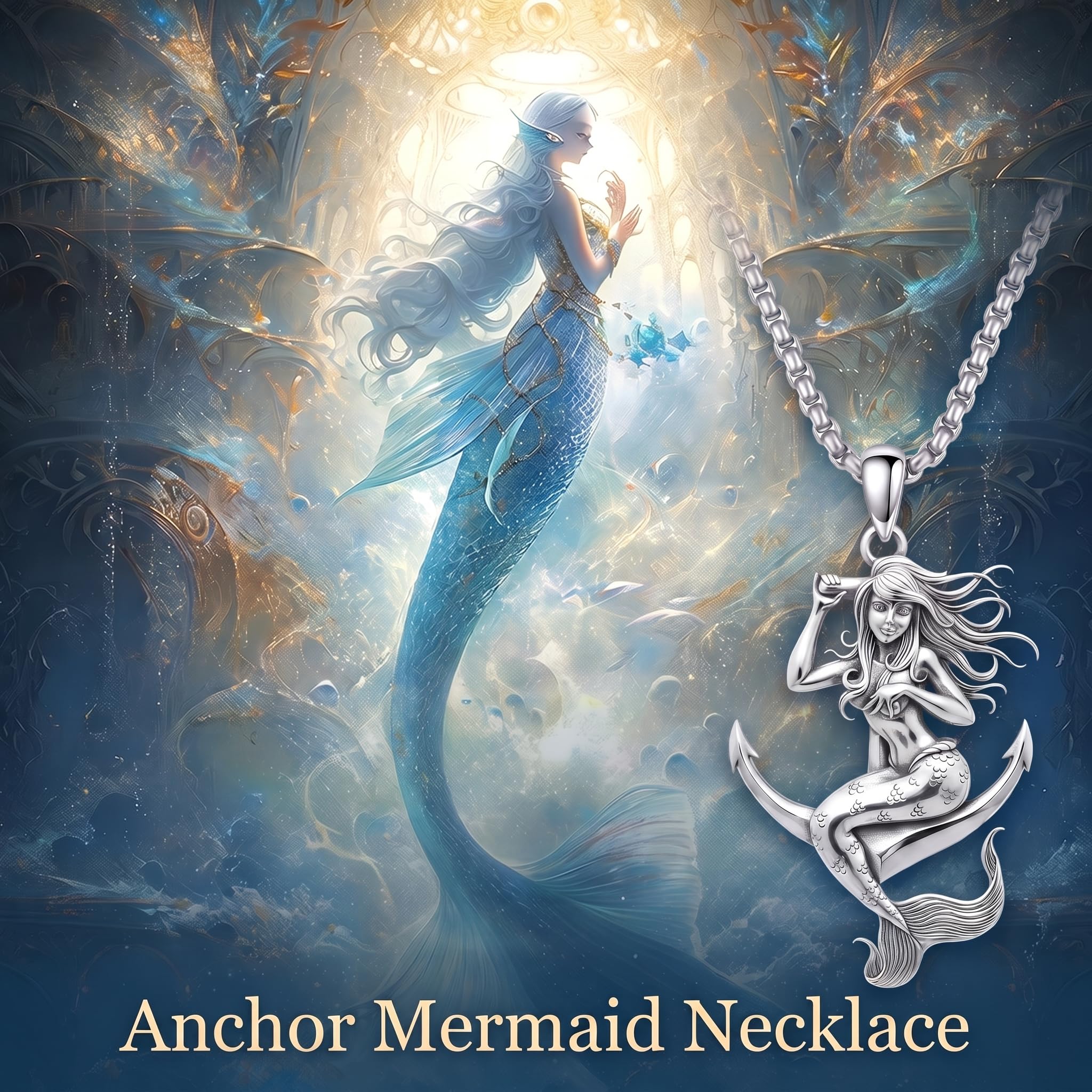 ROMANTICWORK Anker Halskette 925 Sterling Silber Nautischer Seemann Schmuck Geschenk für Damen Herren Weihnachten