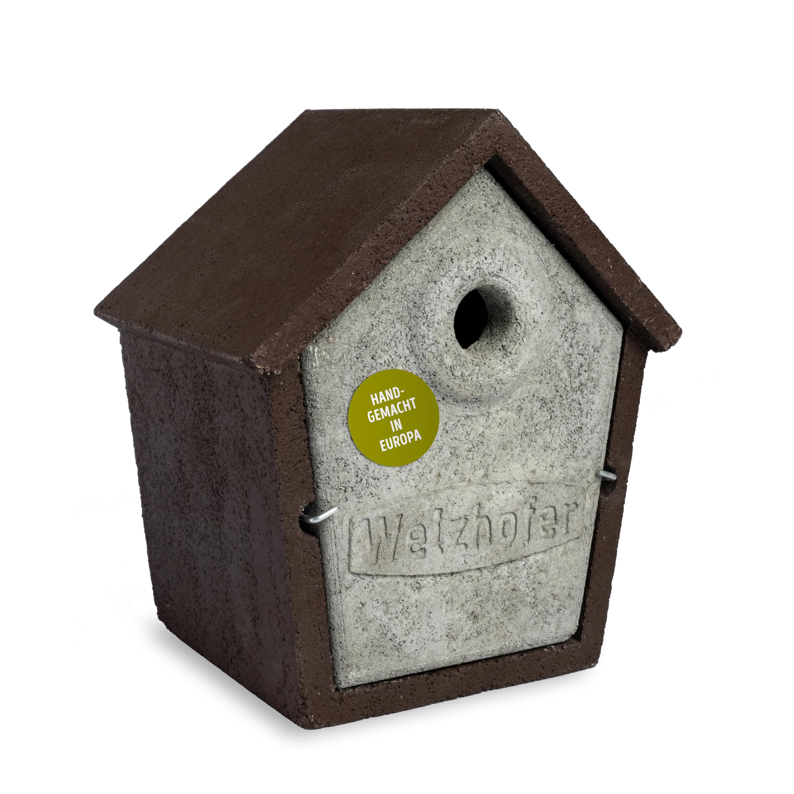 Holzbeton Nistkasten Woody, langlebiges und spechtsicheres Vogelhaus mit 28mm Einflugloch, für Blau-, Hauben-, Sumpf- und Tannenmeisen, für bessere Brutergebnisse, Made in Europa