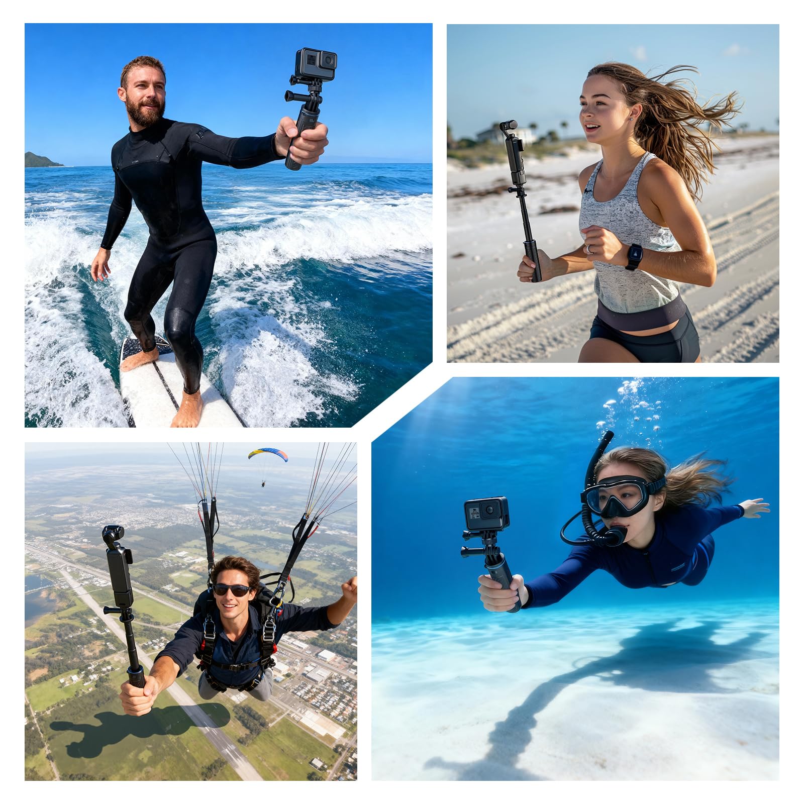 Mini Trépied pour Perche à Selfie 31 cm, Trépied GoPro, Perche à Selfie Portable, Compatible avec DJI Osmo Pocket 3, GoPro Hero 13/12/11, DJI Osmo Action, Insta360