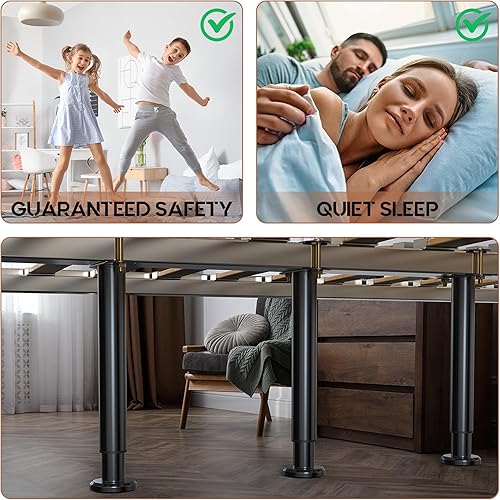 Miniatura 3 de Patas de soporte de metal para debajo de la cama, patas de soporte de marco de cama de altura ajustable, pata de soporte de listones de cama para