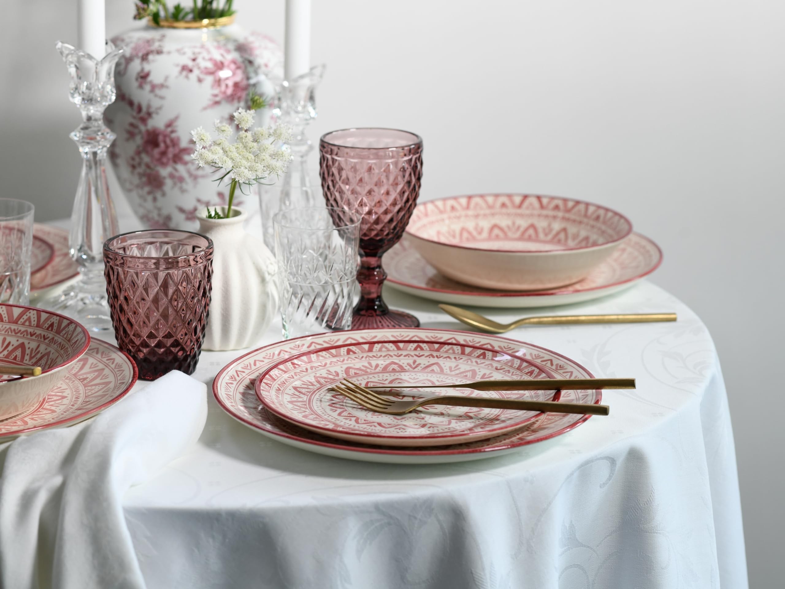 CreaTable, Mexico Rot, 18-teiliges Geschirrset, Teller Set aus Steingut