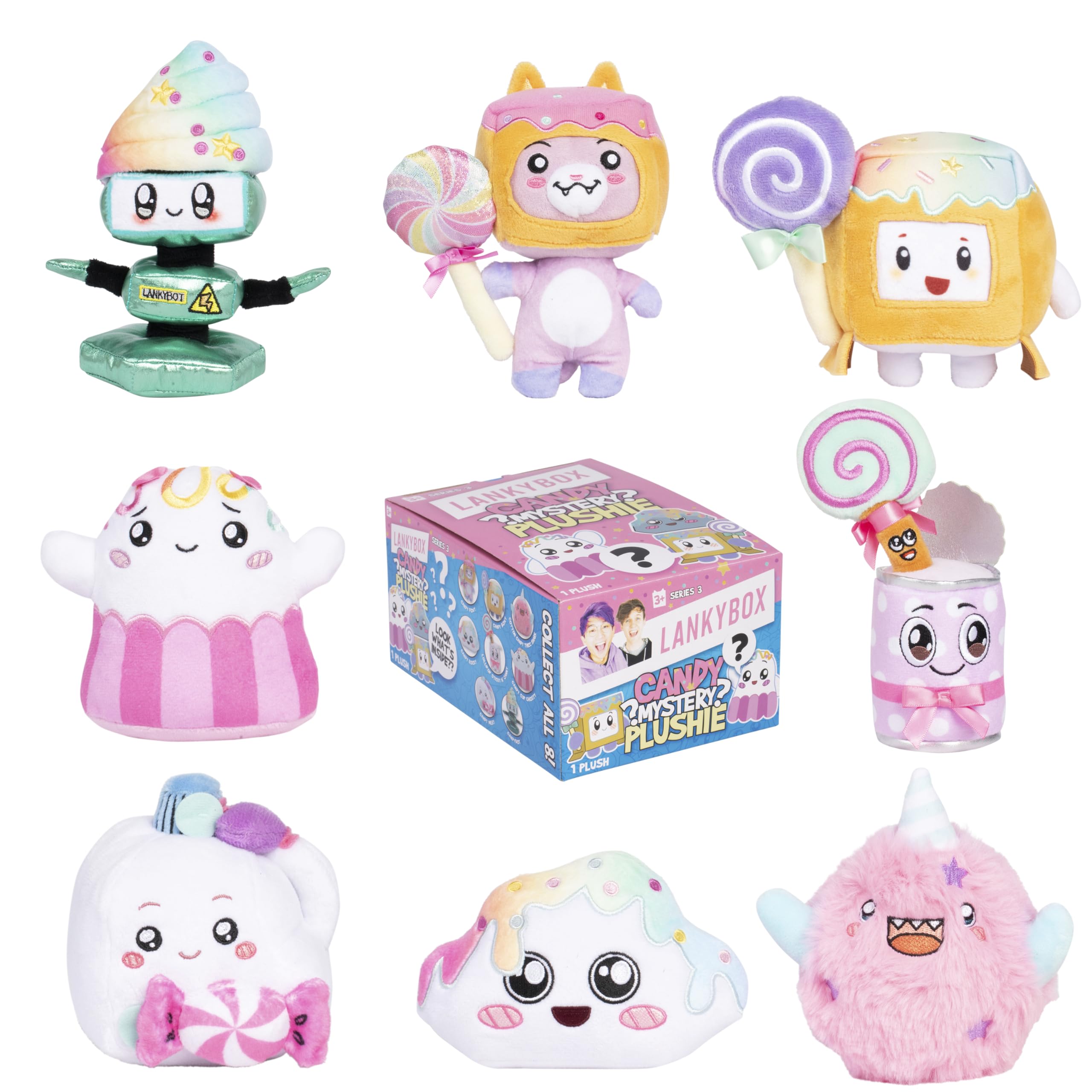 LankyBox Mystery Plush, Candy Collection, Collectible Blind Box Mini Plush, Officially Licensed LankyBox Merch, One Supplied Styles May Vary