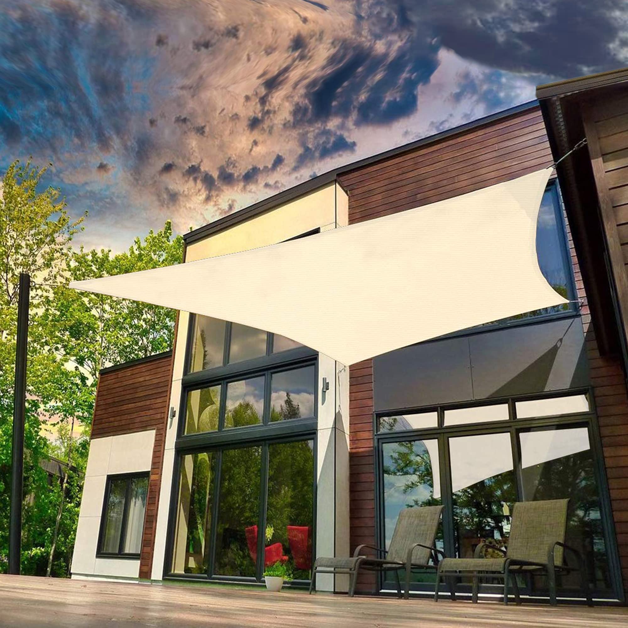 Rectangle 8' x 12' Beige Sun Shade Sail Patio Garden Outdoor Cover Breathable UV Proctection - We Can Make Custom Sizes