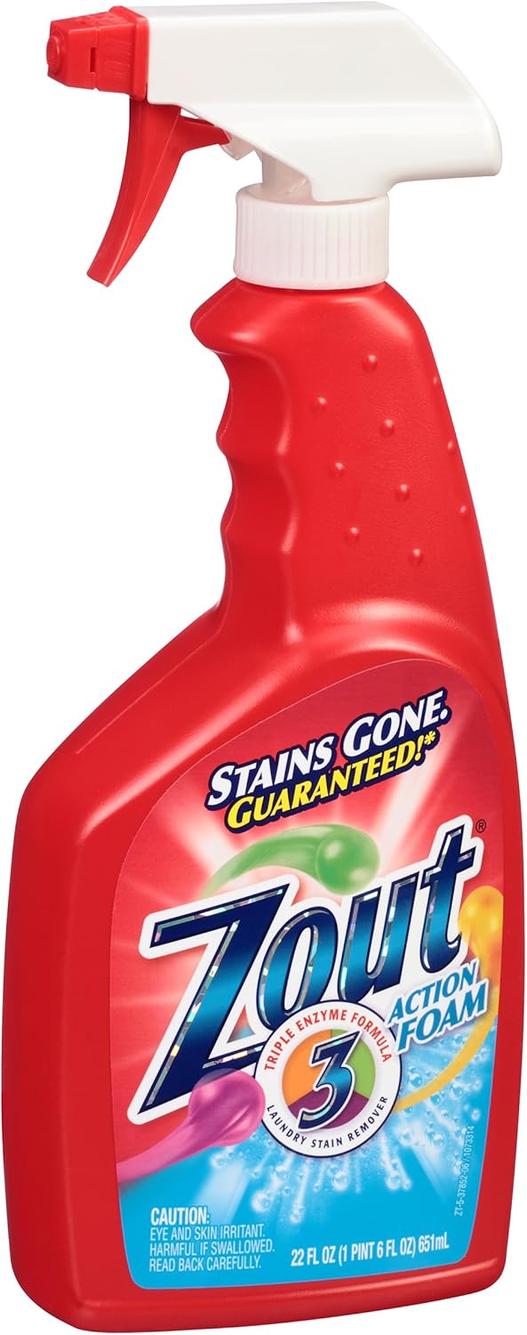 Zout Triple Enzyme Formula Laundry Stain Remover Foam, 22 Ounce : Health & Household
