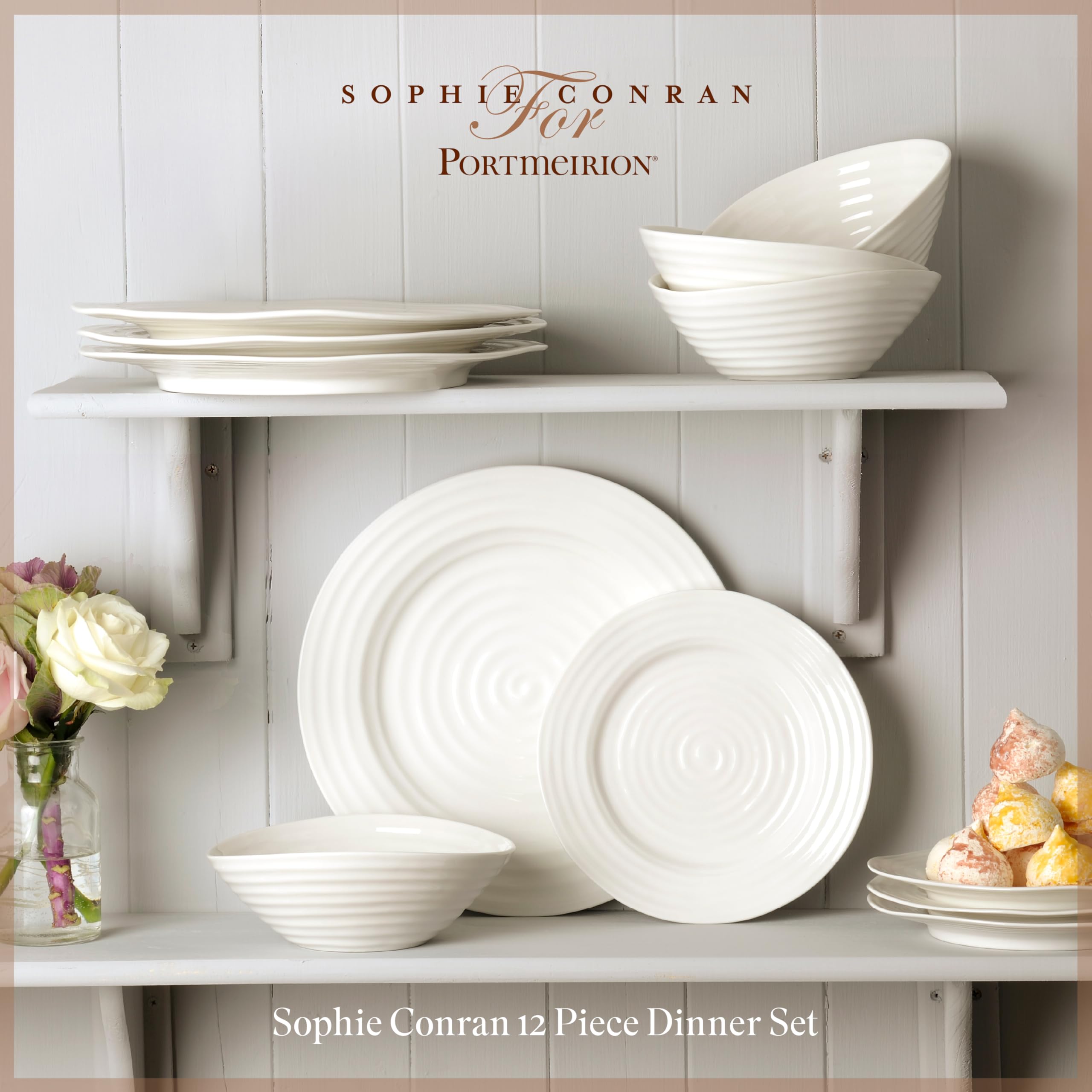Portmeirion Dom i prezenty Zestaw obiadowy Sophie Conran, porcelana, biała, 28 x 28 x 2,5 cm (biały, 28 x 28 x 2,5 cm)