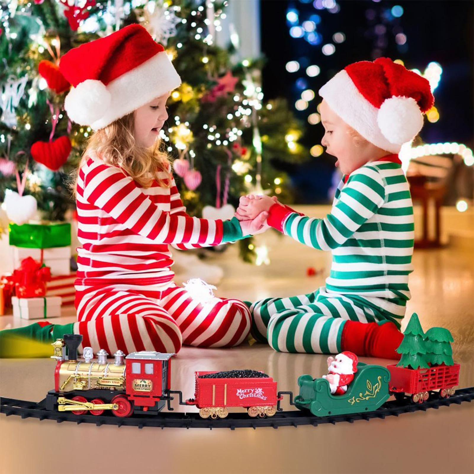 Amazon | クリスマス トレイン セット | ホリデー トラック おもちゃ
