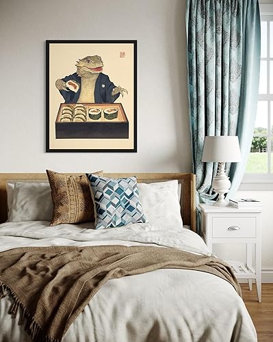 Miniatura 3 de Bearded Dragon Eating Sushi Japanese Wall Art Print Poster, Quirky Animal Poster, Retro Funny Animal Food Art Print, Unique Kitchen Dining Room Wall