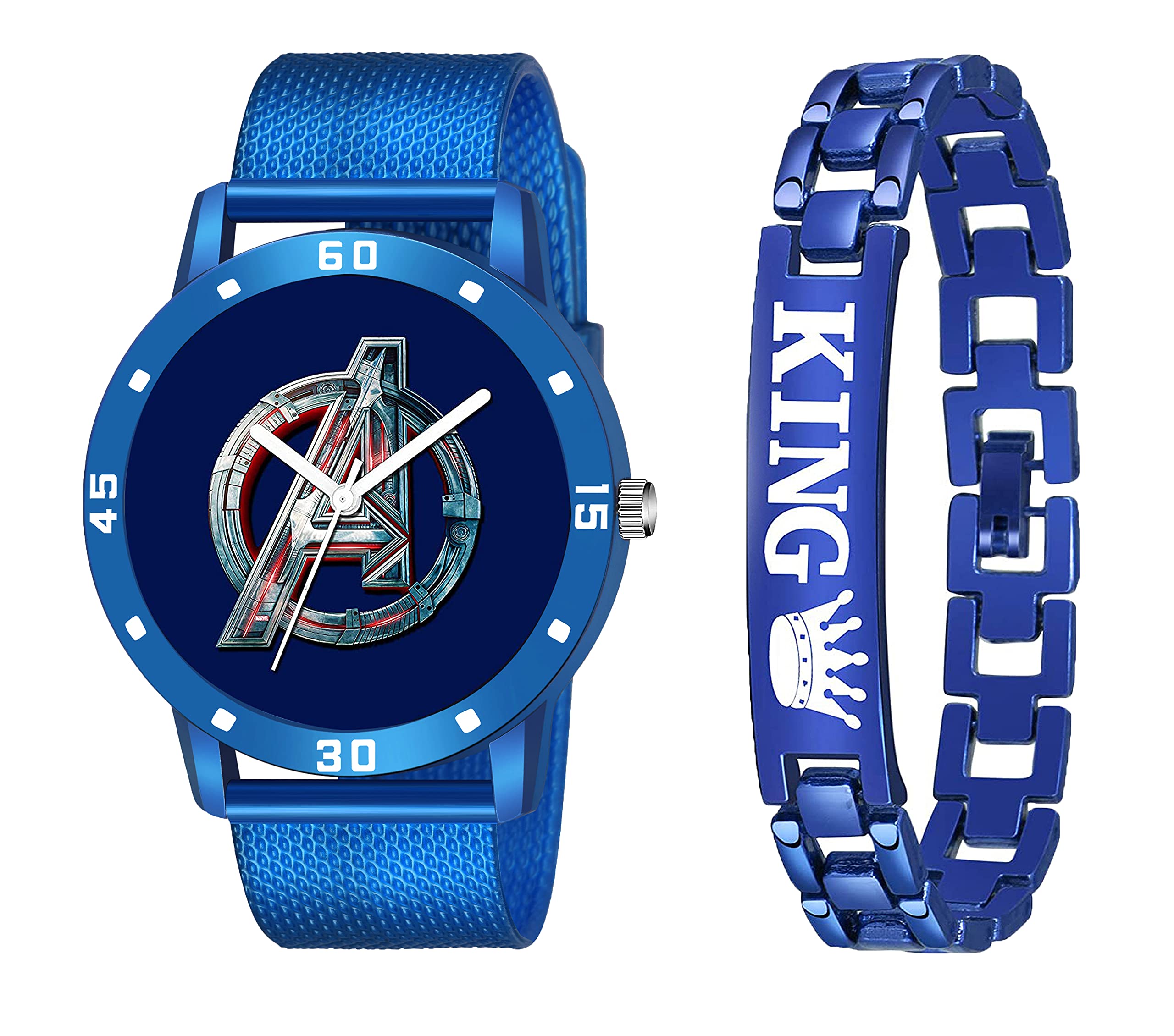 Red Robin Analogue New Casual Avengers Dial Black Rubber Watch & King Black Bracelet Wrist Watch Combo for Boys & Men (B099DTXKRR) Amazon Price History, Amazon Price Tracker