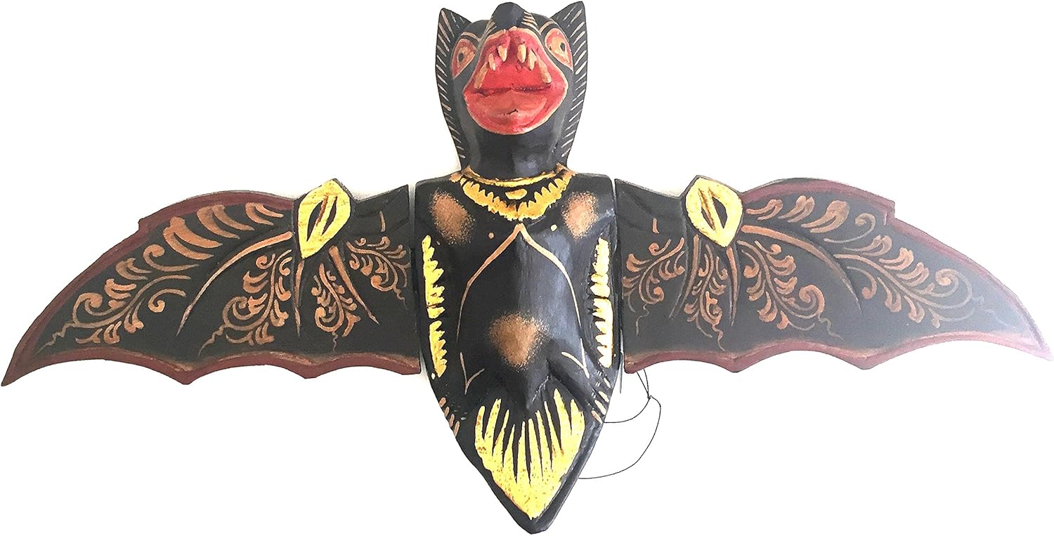 OMA Mobile Wind Chime Hanging Flying Bat Wooden Sculpture Home Decor