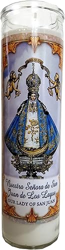 Staci19 Vela devocional Our Lady of San Juan Virgen de Guadalupe, 8 pulgadas, sin perfume, para todas las estaciones, ocasión religiosa
