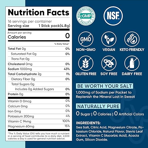 Miniatura 3 de Venture Pal Paquete de electrolitos en polvo sin azúcar con alto contenido de sodio, paquetes de hidratación con vitamina, sodio y potasio, cero