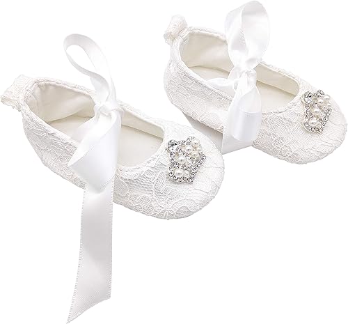 Miniatura 5 de Glamulice Conjunto de zapatos y diadema para recién nacidos, para bautizo, bautizo, sesión de fotos, comunión, para recién nacidos