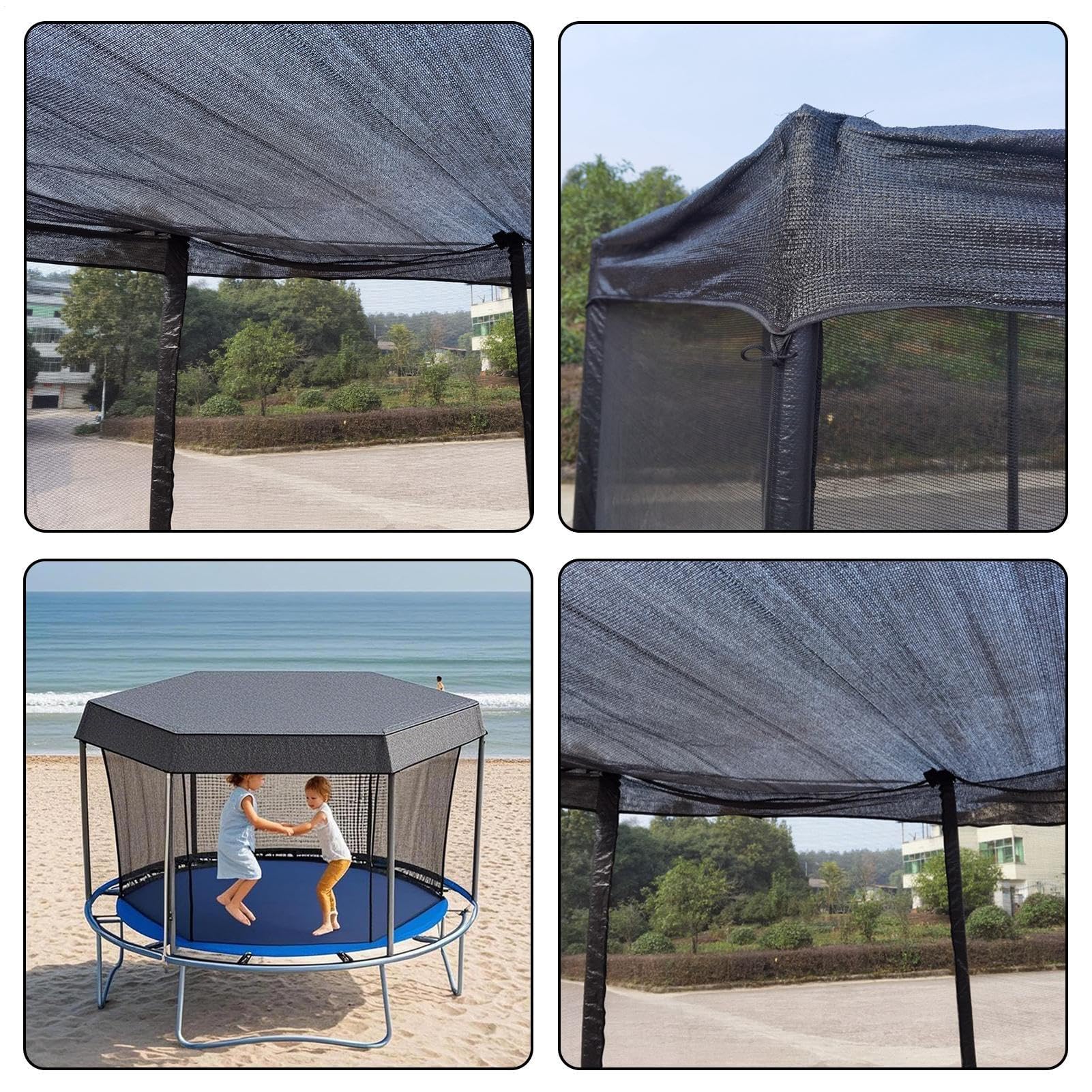 183-427cm Copertura Parasole per Trampolino Tenda Telo Protettivo Copertura per Trampolino da 6/8 Pali, Resistente ai Raggi UV, Antipolvere & Impermeabile, Parcos Giochi all'aperto in Giardino