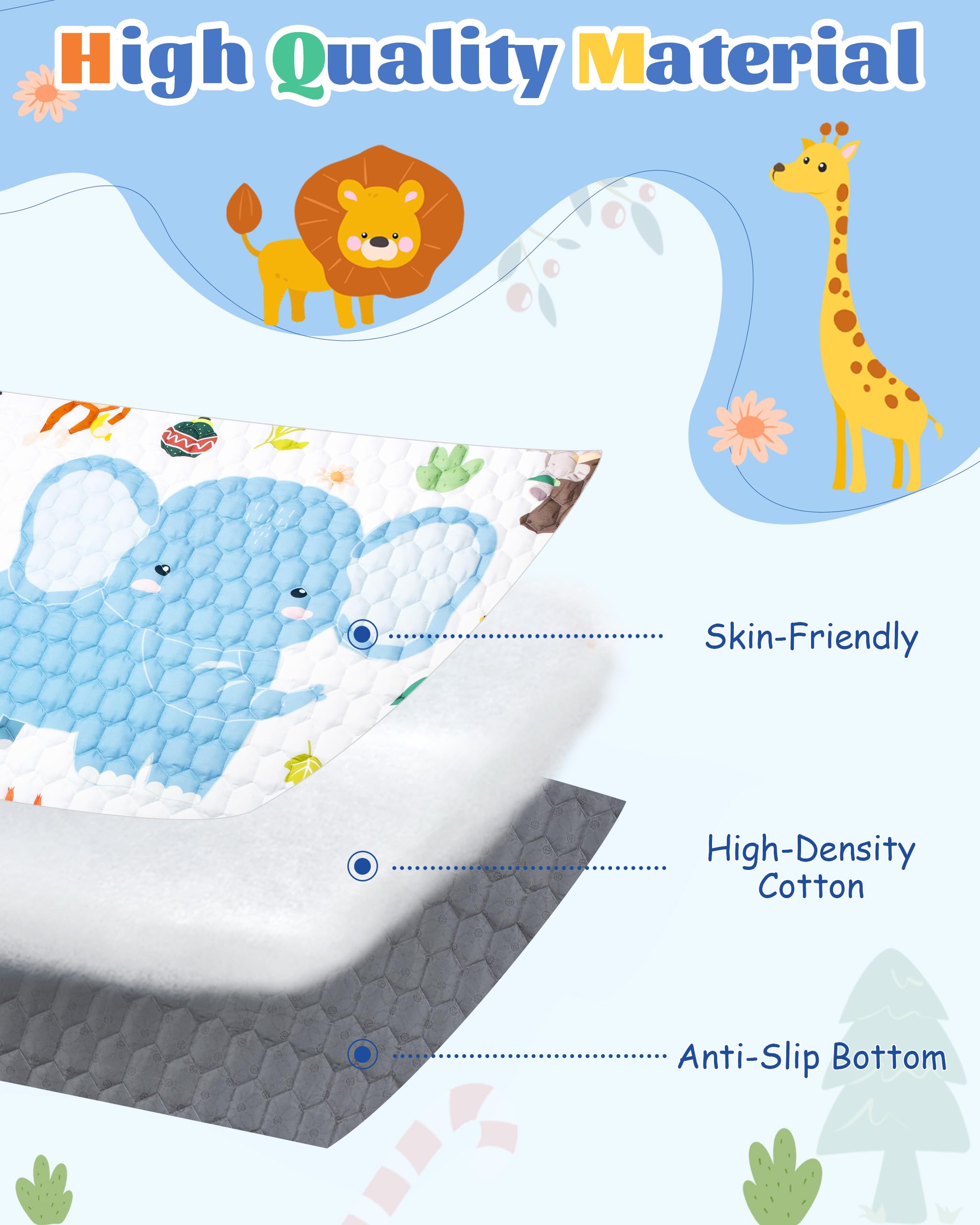 Funsland Tappeto Gioco Bambini, 127x127cm Tappeto Neonato Gattonamento, Pieghevole Morbido & Spessa Tappeto Tummy Time Neonati, Animale Tappeto Gioco Sensoriale Interattivo per Bambini 1 2 3 Anni