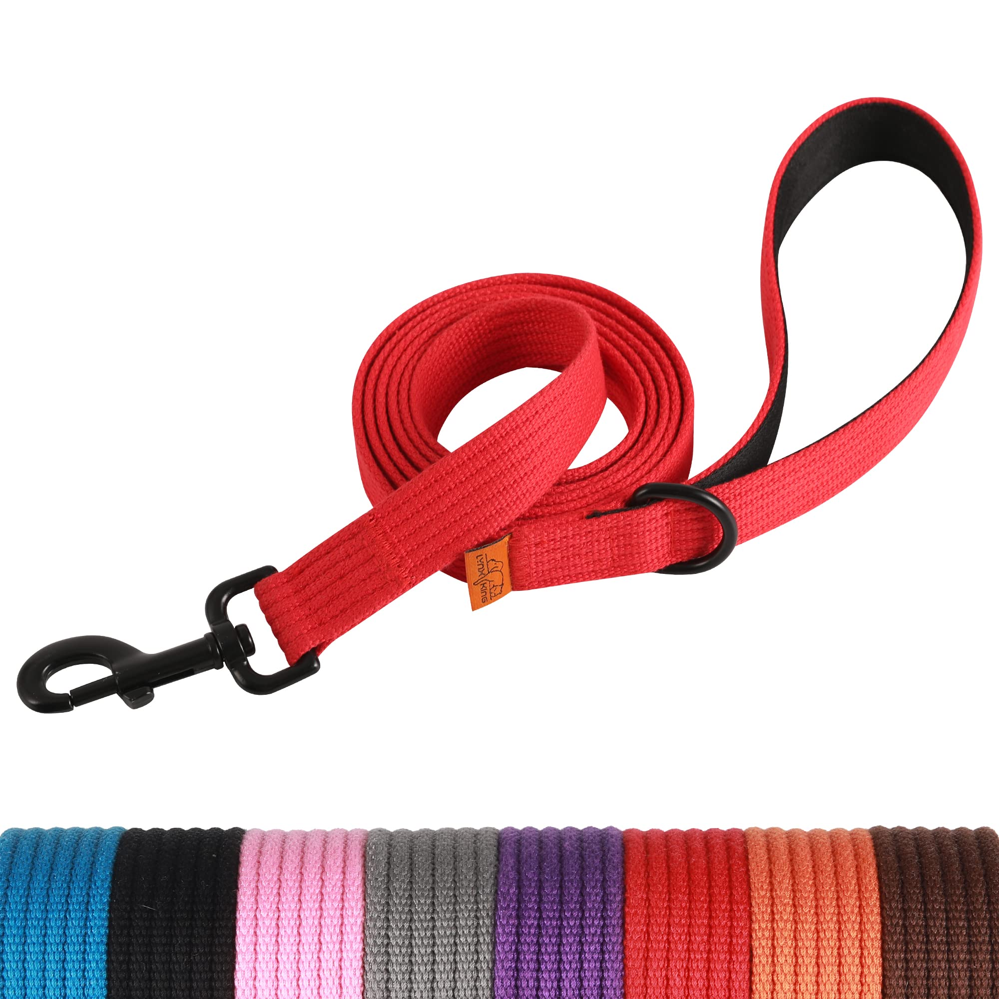 lynxking Dog Leash Webbing Lead Snap Hook Leash Durable Pet Strong Traffic Walking Lead Leash for Large Medium Small Dogs (Red, Small 3/4" x 6')