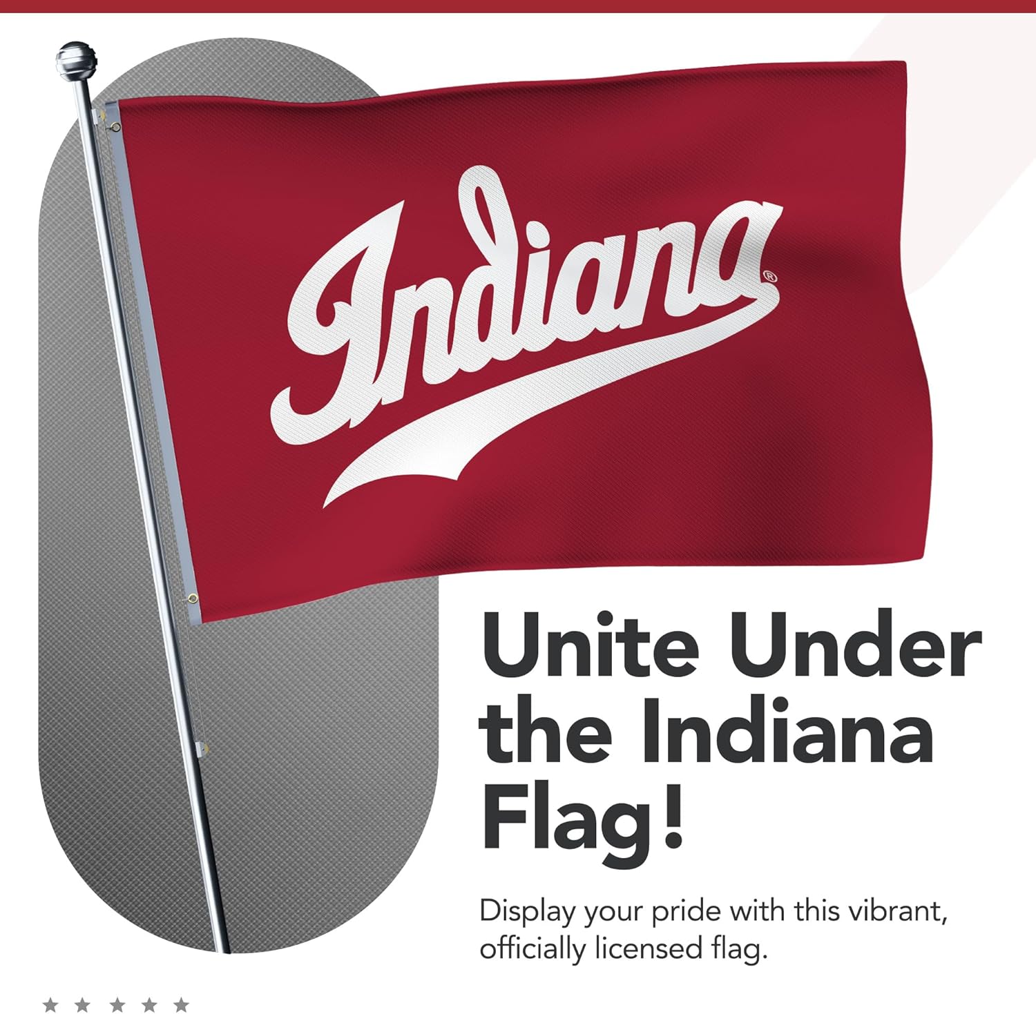 Indiana Hoosiers College Sports Printed Flag - NCAA Licensed - Nylon - School Banner (White, Red) (4' x 6') - Image 7