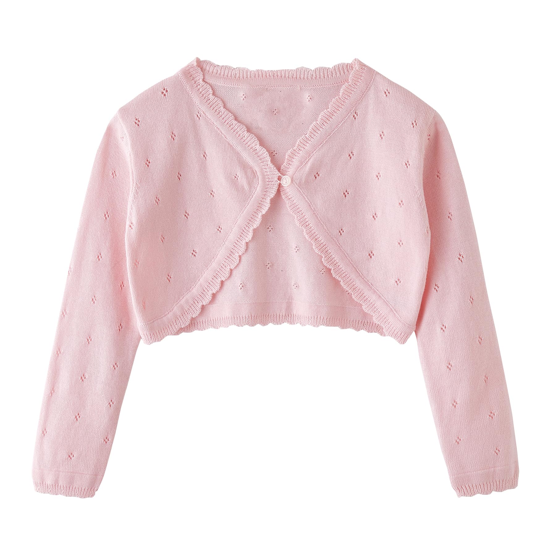 Girls Cardigan Sweater Toddler Bolero Shrug Baby Kids Long Sleeve Dress Up Button Closure Cropped Jacket Tops