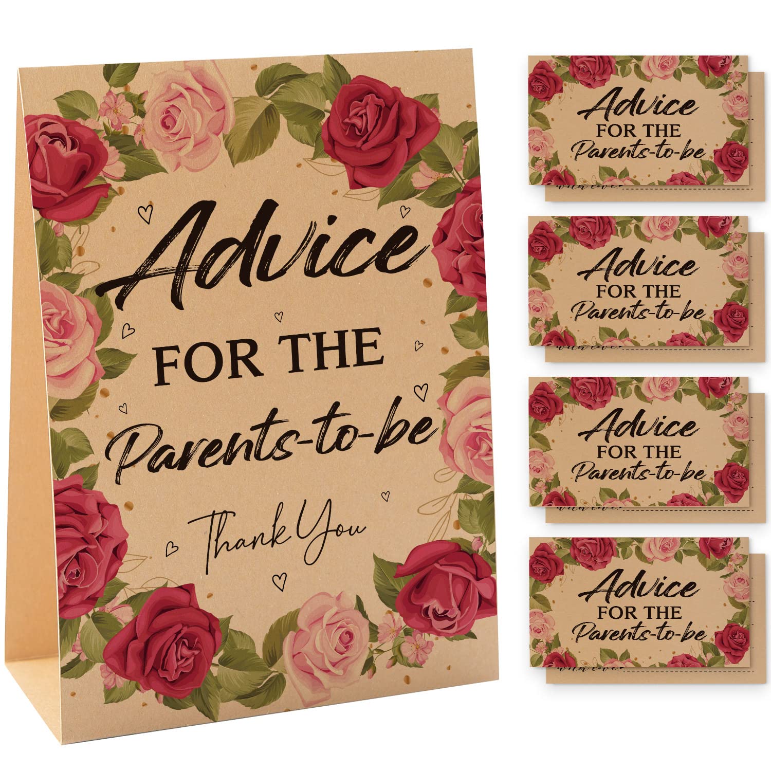 Photo 1 of 1 Advice Kraft Sign & 50 Kraft Advice Cards Set, Gender Neutral Baby Shower, Baby Showers Decorations, Baby Shower Games/150KF