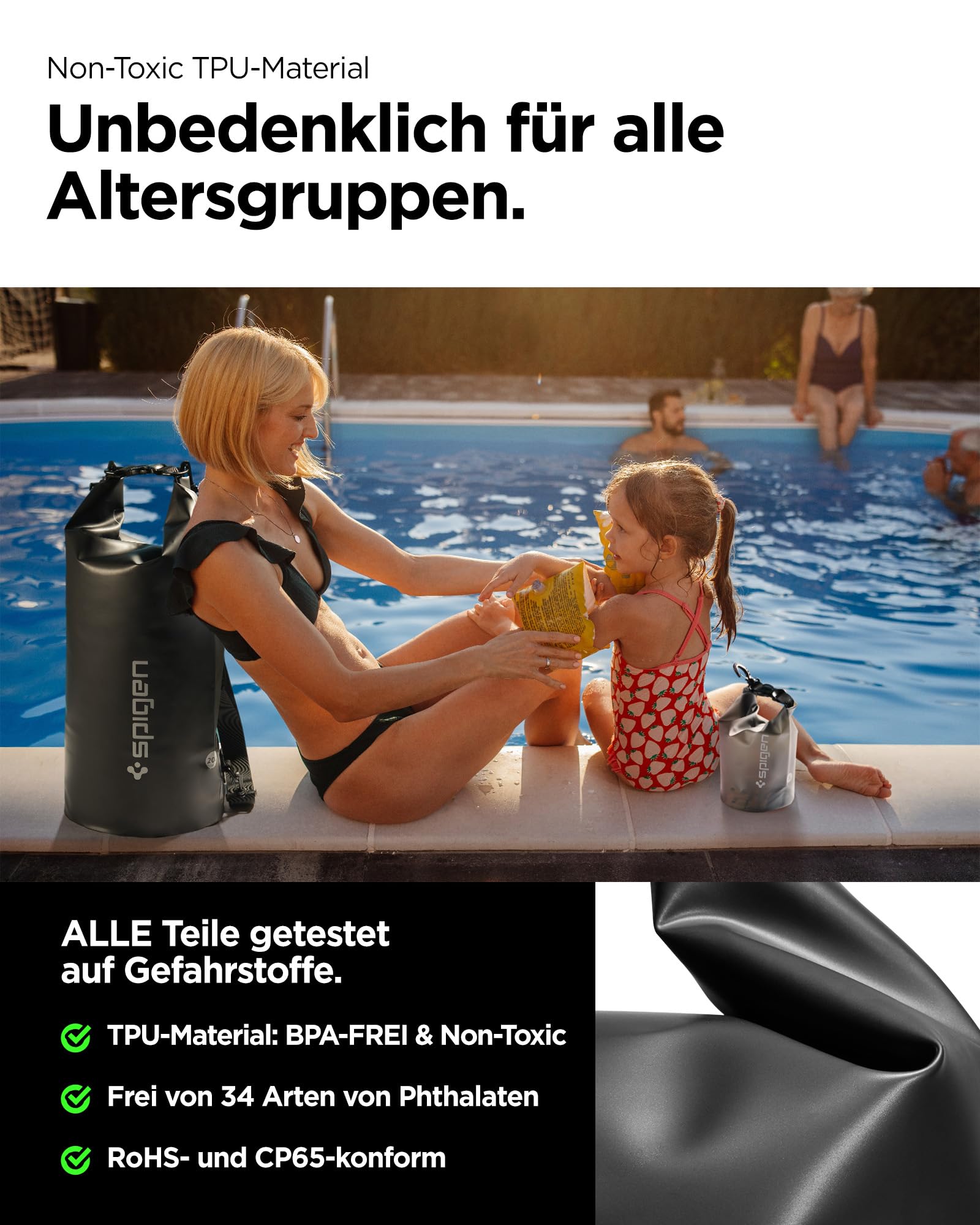 Spigen Aqua Shield wasserdichte Tasche Set [20L+2L] Dry Bag wasserfester Rucksack Beutel für Strand Schwimmen Camping Bootfahren Kajakfahren