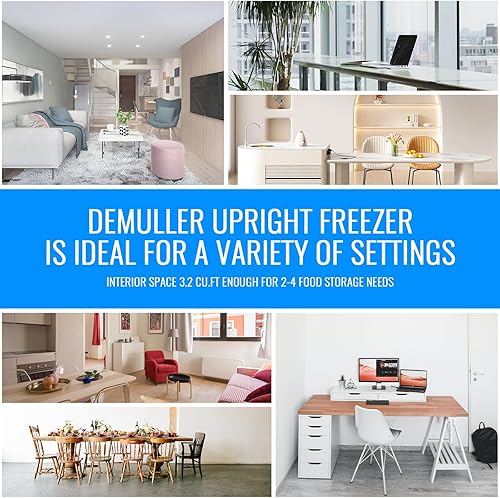 Miniatura 9 de DEMULLER Congelador vertical de 3.2 pies cúbicos con 7 termostatos ajustables de pie de una sola puerta, congeladores compactos pequeños