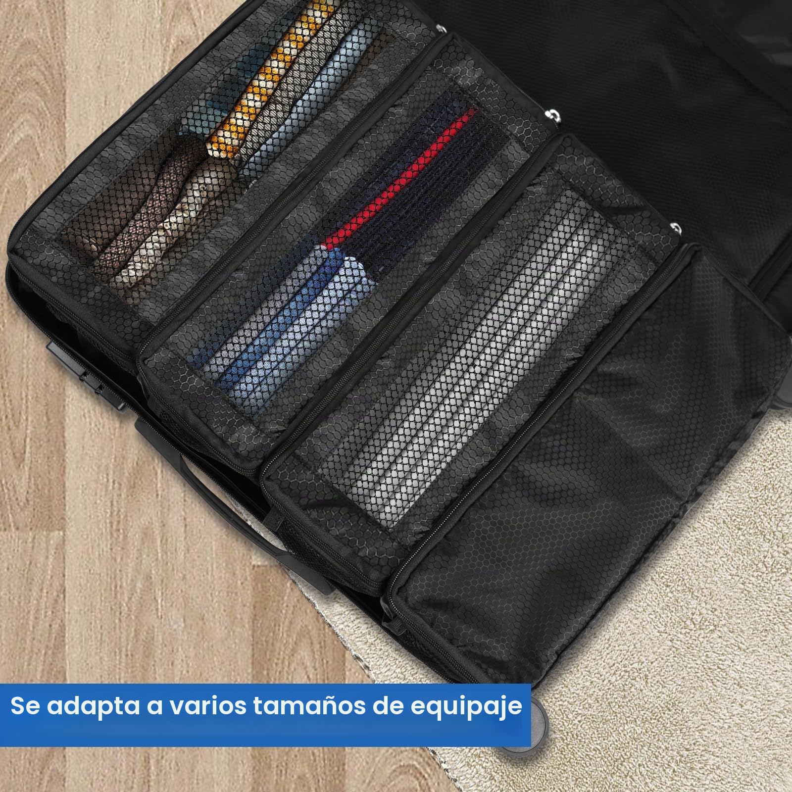 Olosar Organizador de maleta, organizador de equipaje de viaje, estantes de viaje plegables para colgar, cubos de embalaje para maleta, negro, M, M, moderno