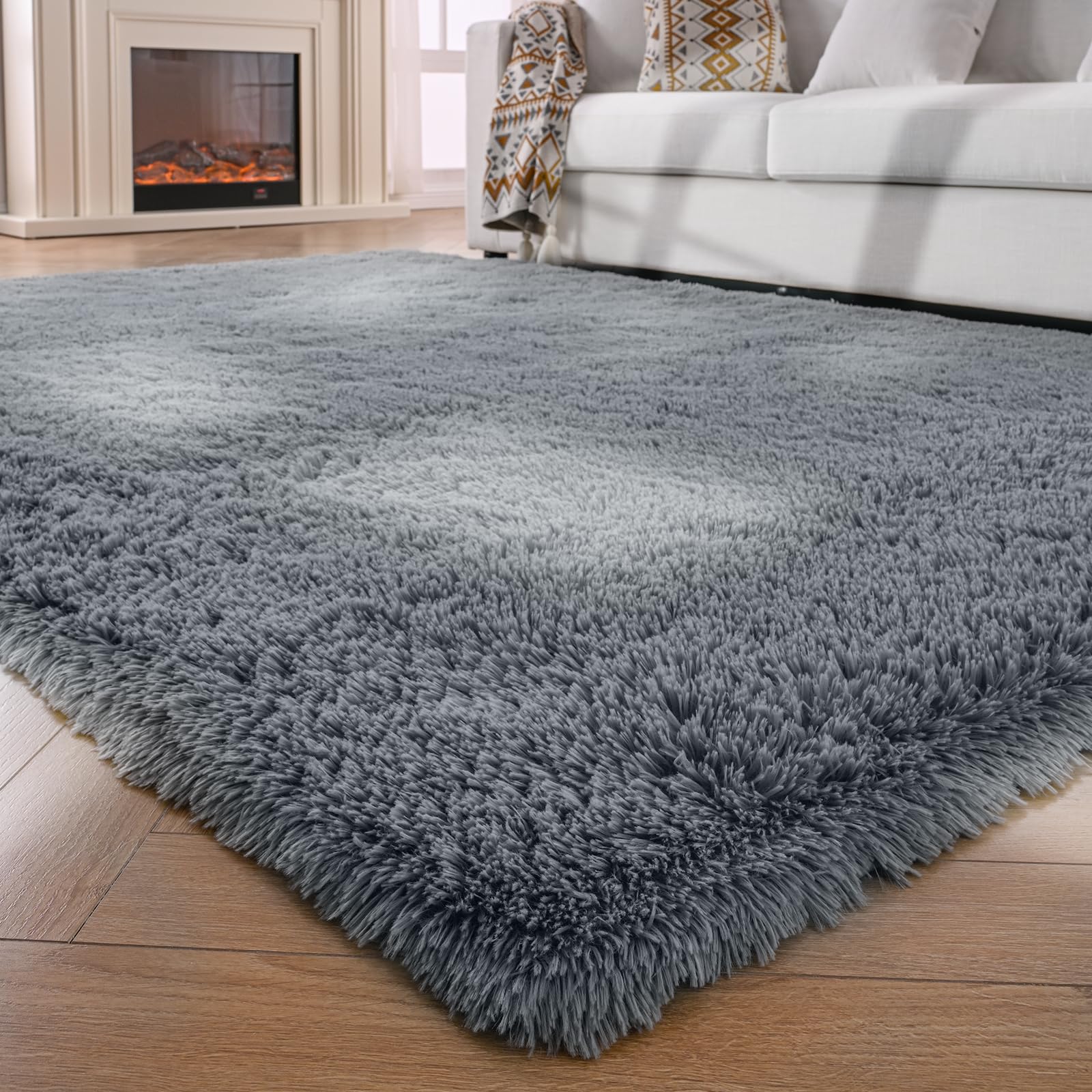 Amazon.com: 5x8 Grey Rug for Living Room: Fluffy Area Rugs for