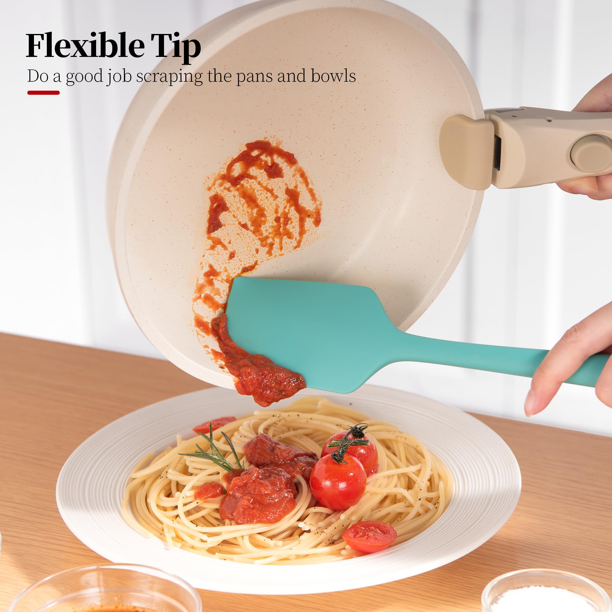 Set di 4 spatole in silicone resistente al calore, 600ºF, raschietto da forno ad alta temperatura, antiaderente, senza BPA, per miscelare, piegare e raschiare senza soluzione di continuità,