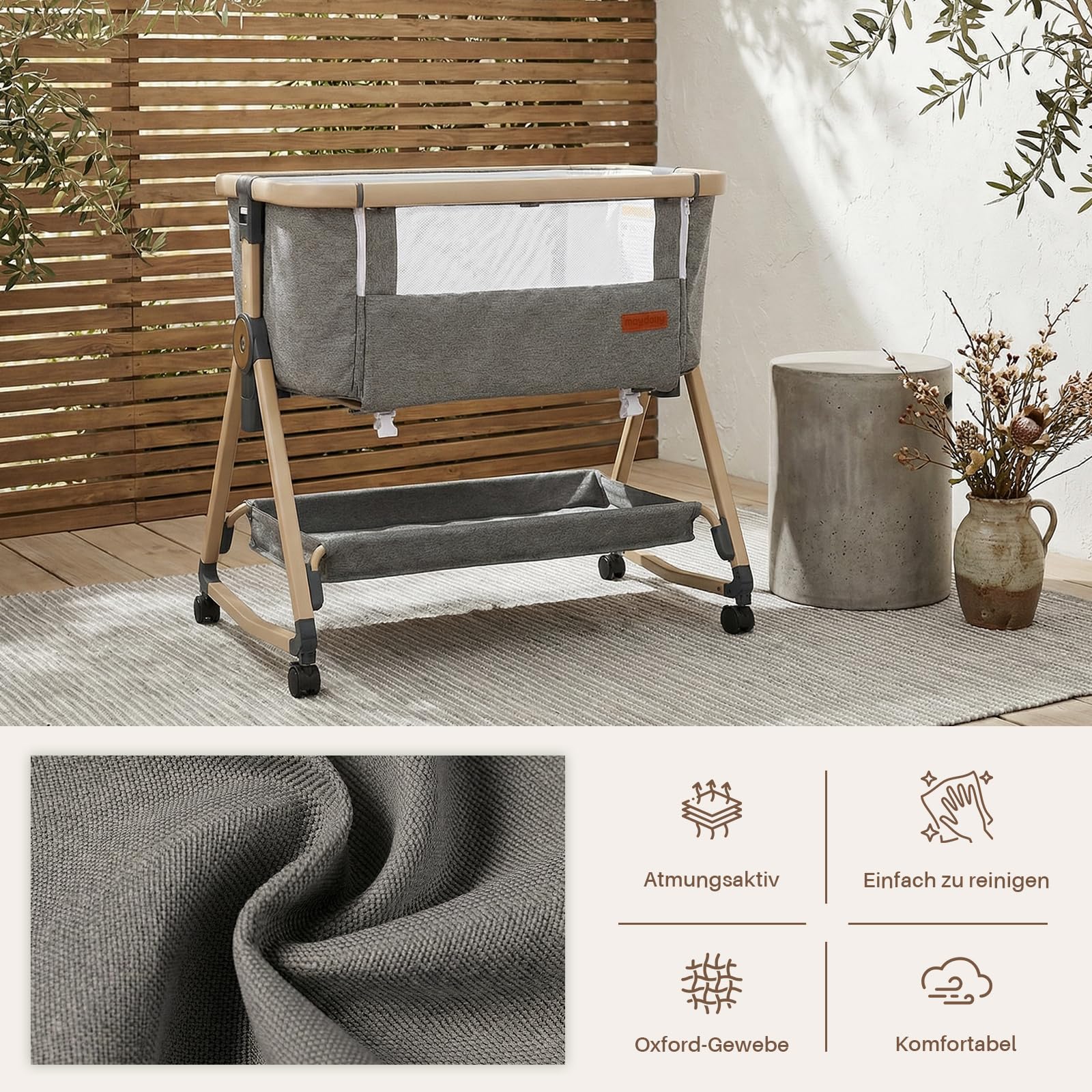 Maydolly baby side bed,3-in-1cot,baby bed with soft mattress, with